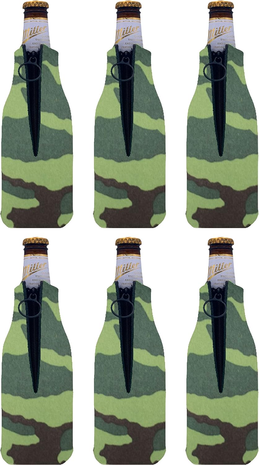 Botella de cerveza de espuma en blanco Coolie (paquete de 6, camuflaje verde)