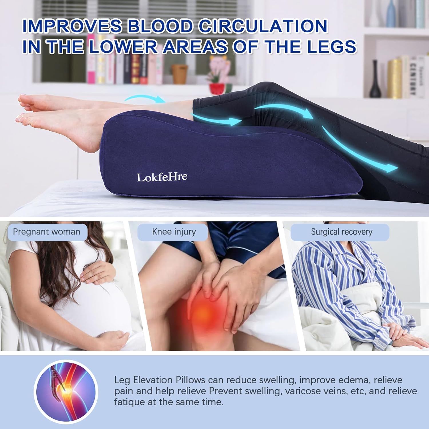 Almohada de cuña para dormir  Almohada inflable de elevación de piernas para hinchazón, circulación, alivio del dolor de piernas y espalda, soporte