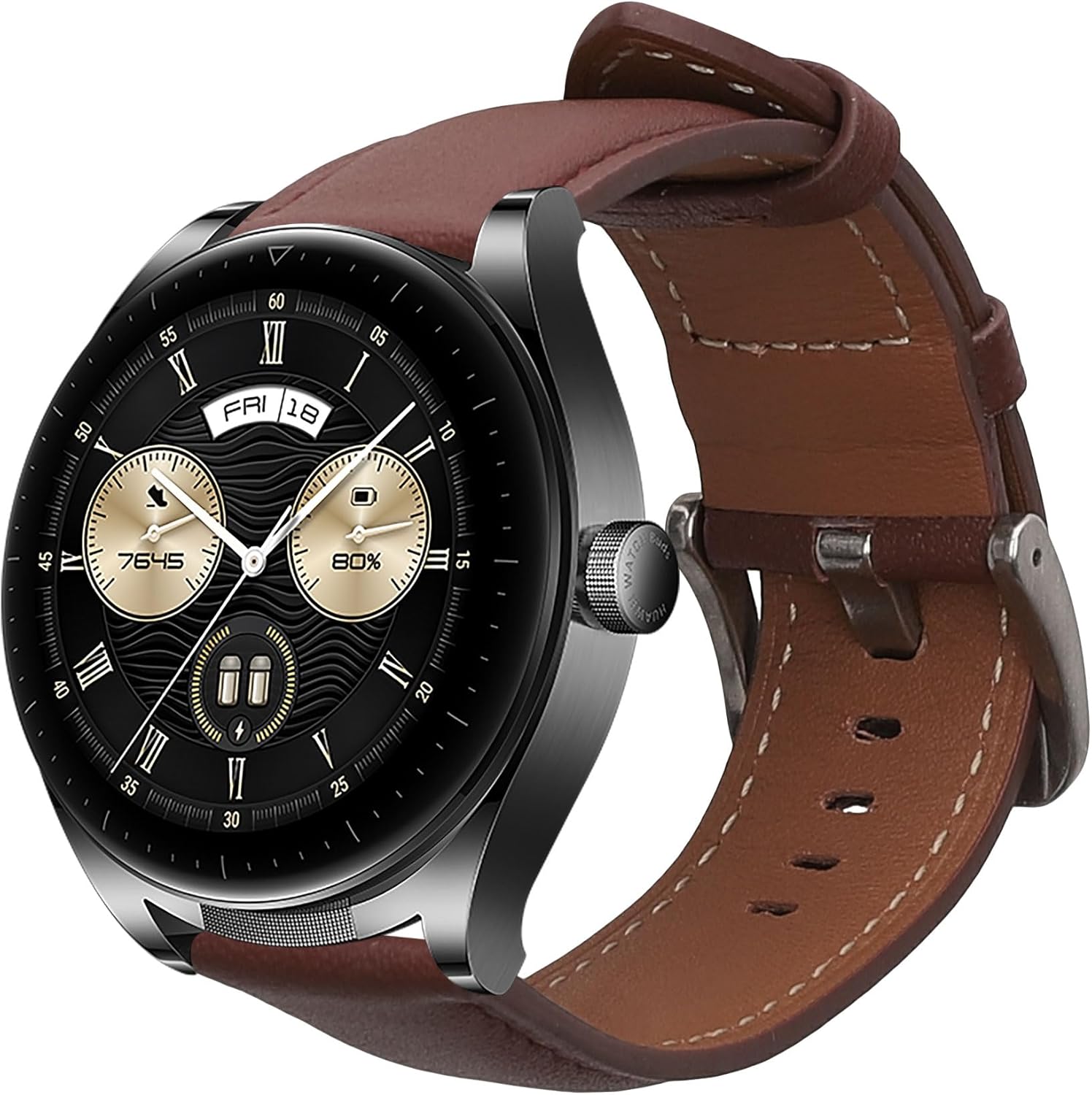 kwmobile Correa de reloj de cuero real compatible con Huawei Watch GT4 (1.811 in)  Watch Buds – Pulsera deportiva de repuesto para rastreador de