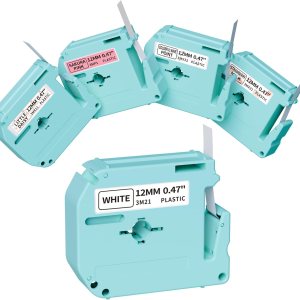 Cintas de etiquetas con patrón M960 para cintas M, compatibles con Brother P-Touch PT-M95 PT-90 PT-70 PT-65 PT-85, negro sobre blancorosa Cintas de etiquetas con patrón M960 para cintas M, compatibles con Brother P-Touch PT-M95 PT-90 PT-70 PT-65 PT-85, negro sobre blancorosa