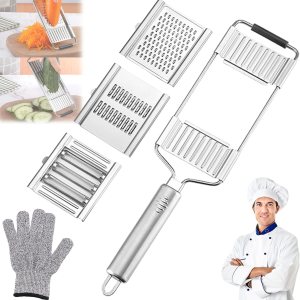 Coptionruise Cortador de verduras, cortador de verduras manual portátil de acero inoxidable, cortador de verduras multiusos, para papas, ajo, queso, Coptionruise Cortador de verduras, cortador de verduras manual portátil de acero inoxidable, cortador de verduras multiusos, para papas, ajo, queso,