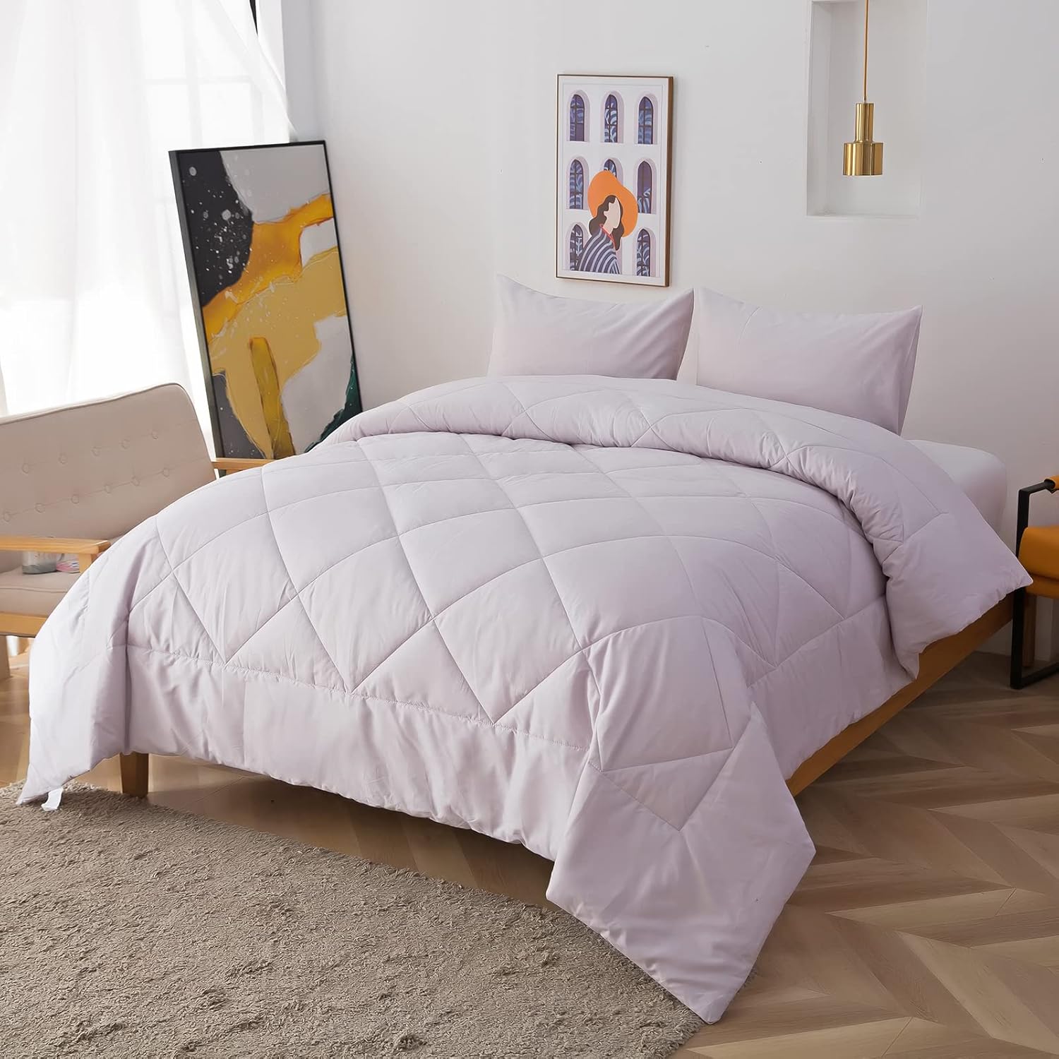 ZUEXVOFY Juego de edredón de Navidad, tamaño King, edredón de microfibra ligera de color sólido con 2 fundas de almohada, juego de cama con pestañas