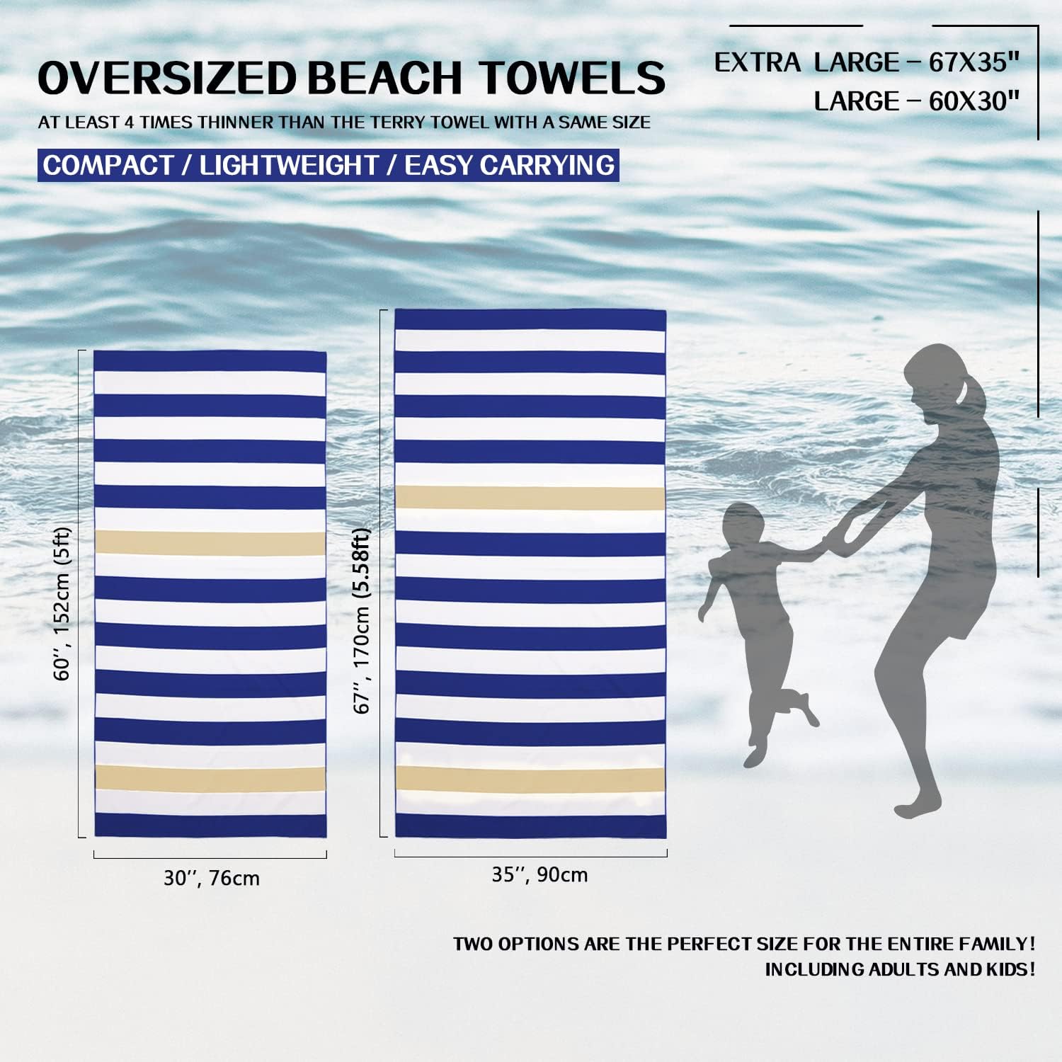 Your Choice – Juego de toallas de microfibra de secado rápido para playa, viajes, natación, piscina, campamento, actividades al aire libre y toalla