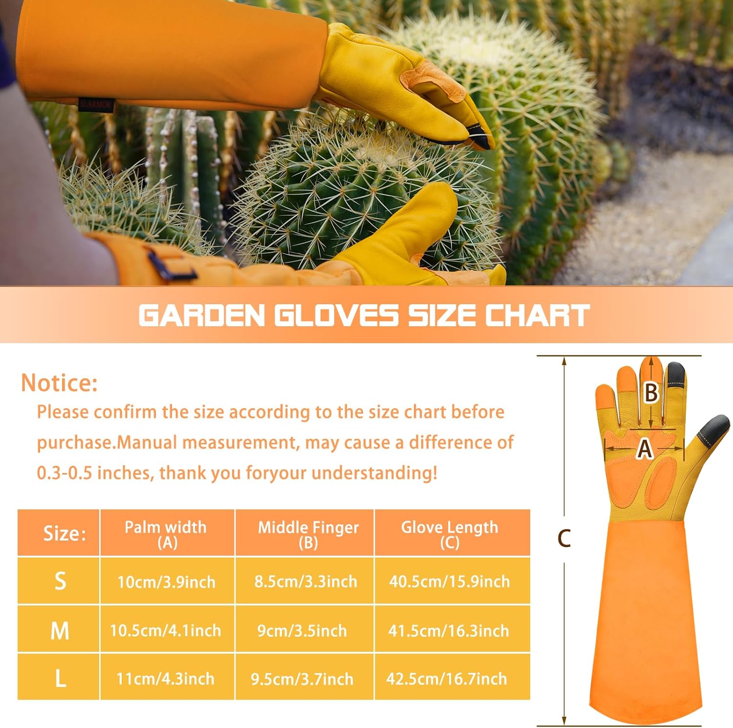 Guantes largos de jardinería para mujeres y hombres  Guantes de jardín de poda de rosas a prueba de espinas, guantes de cuero de vaca, los mejores
