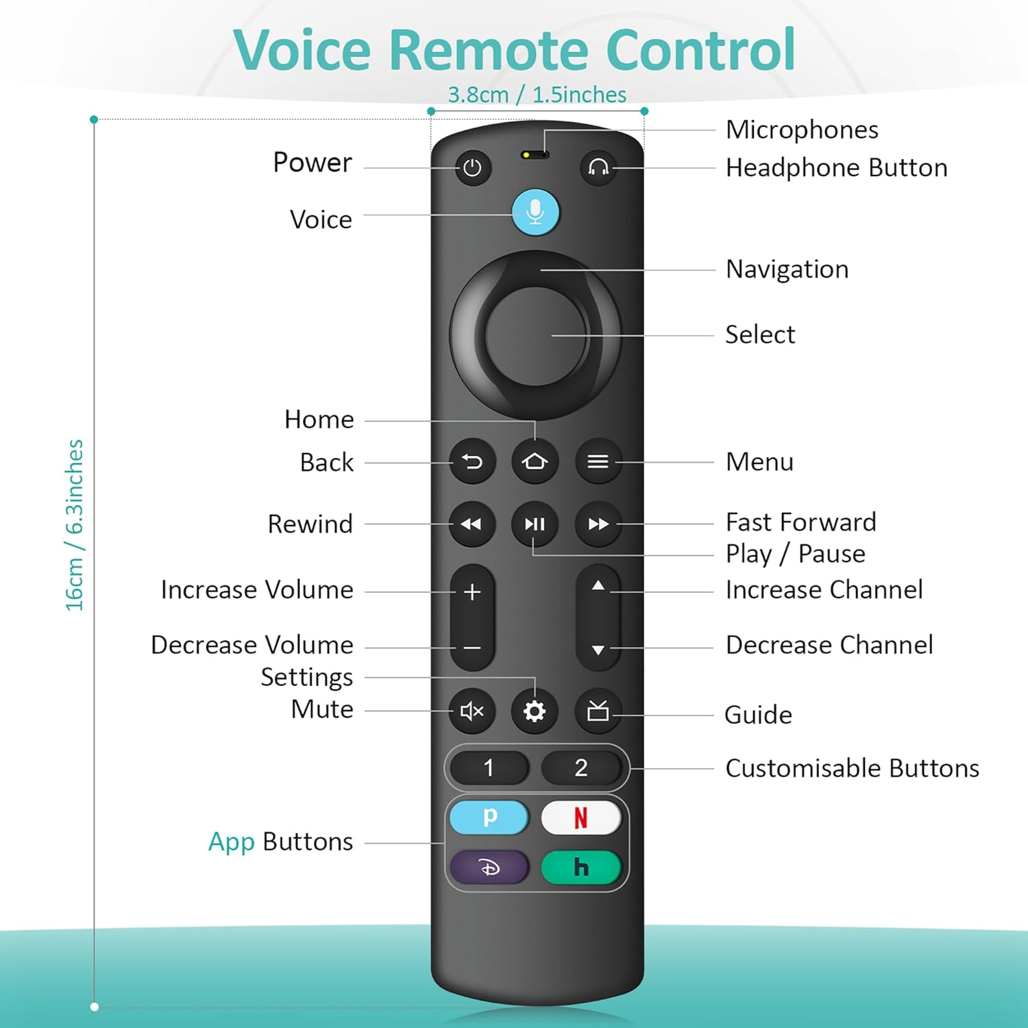 Control remoto de voz de repuesto para Fire-TV-StickTV Cube y compatible con todos los televisores inteligentes InsigniaToshibaPioneer AMZ Fires