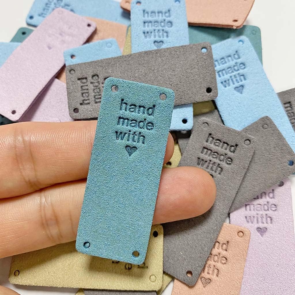 30 Uds. Etiqueta de piel sintética hecha a mano, adorno de etiqueta en relieve de punto, accesorios de bricolaje para jeans, bolsas, zapatos,