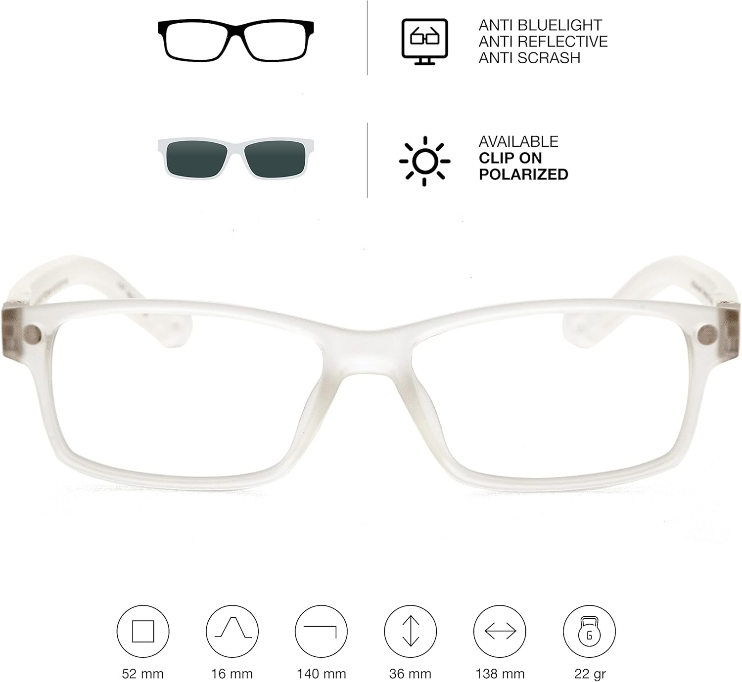 Lectores Gafas de Lectura para Presbicia Anti Luz Azul para Hombre y Mujer. Tacto de Goma, Patillas Flexibles y Lentes Anti-Reflectantes. Humo +0.0