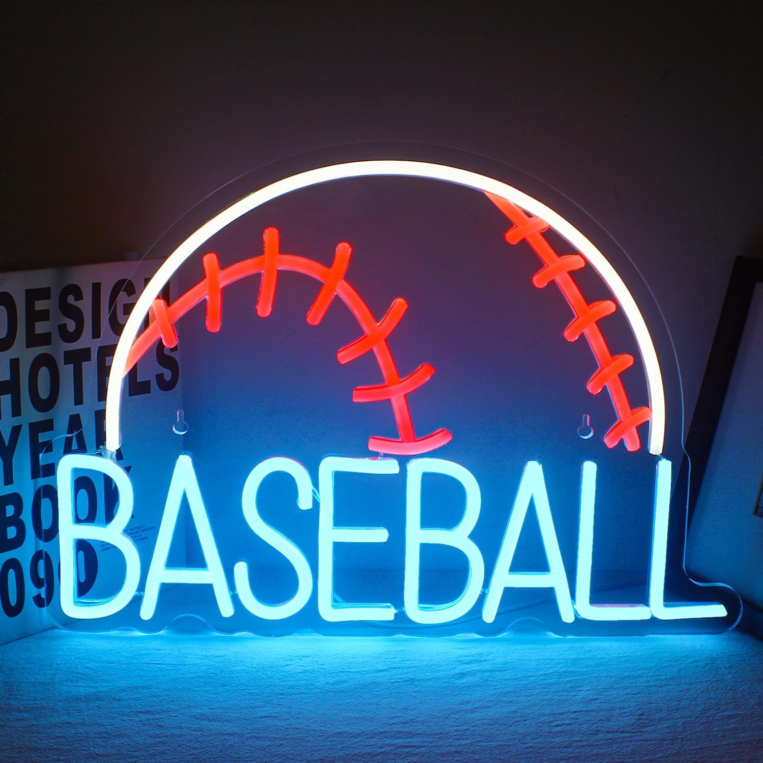 LUCUNSTAR Letrero de neón de béisbol para decoración de pared, letrero de neón LED para decoración de pared, letrero de neón LED con interruptor