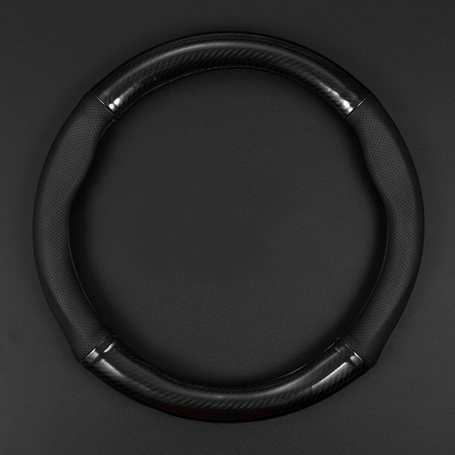 Paquete de 1 funda transpirable para volante de automóvil, resistente al desgaste, protector de volante antideslizante de fibra de carbono, juego