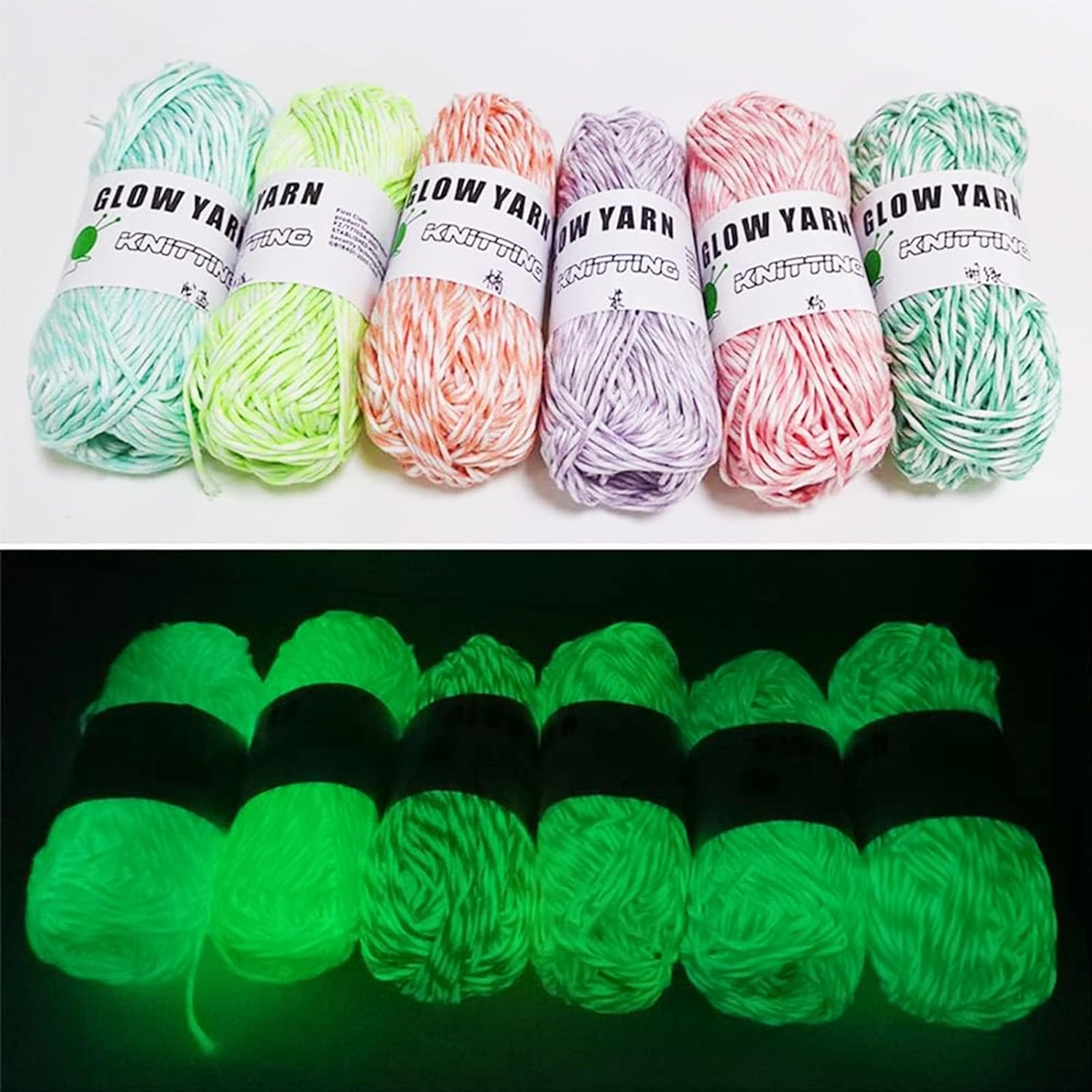 Hilo de ganchillo que brilla en la oscuridad, hilo de ganchillo luminoso para manualidades, Halloween, Navidad, hilo de coser, suministros de fiesta