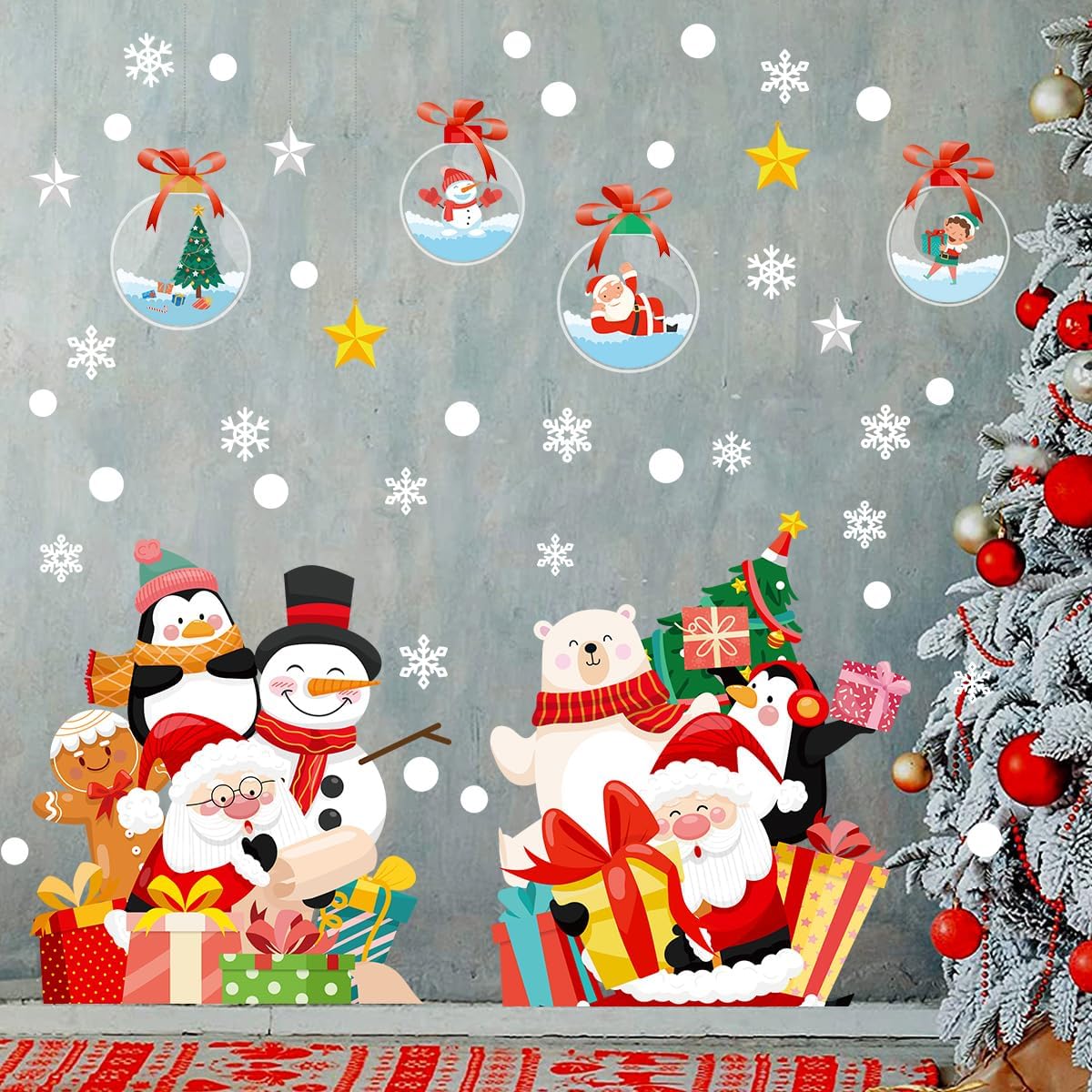 GGBOY Calcomanías de pared de Navidad, calcomanías de pared de Navidad extraíbles, calcomanías de pared de Navidad, calcomanías de pared de Navidad,