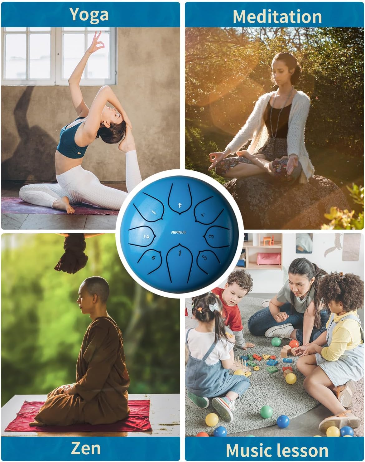 Tambor de lengua de acero de 6 pulgadas, 8 notas, tambor de mano de acero, percusión para meditación, yoga, educación musical, el mejor regalo para