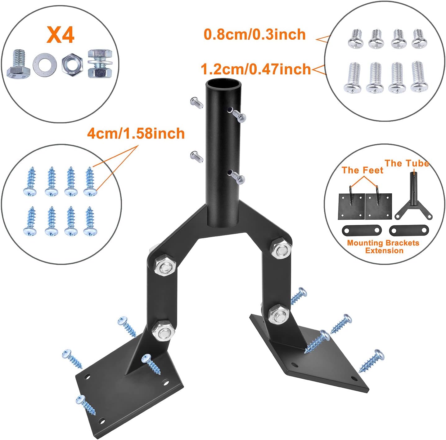 Weathervane – Soporte de techo de ventilación ajustable, montaje de paletas de acero para cúpula con soportes de montaje de extensión