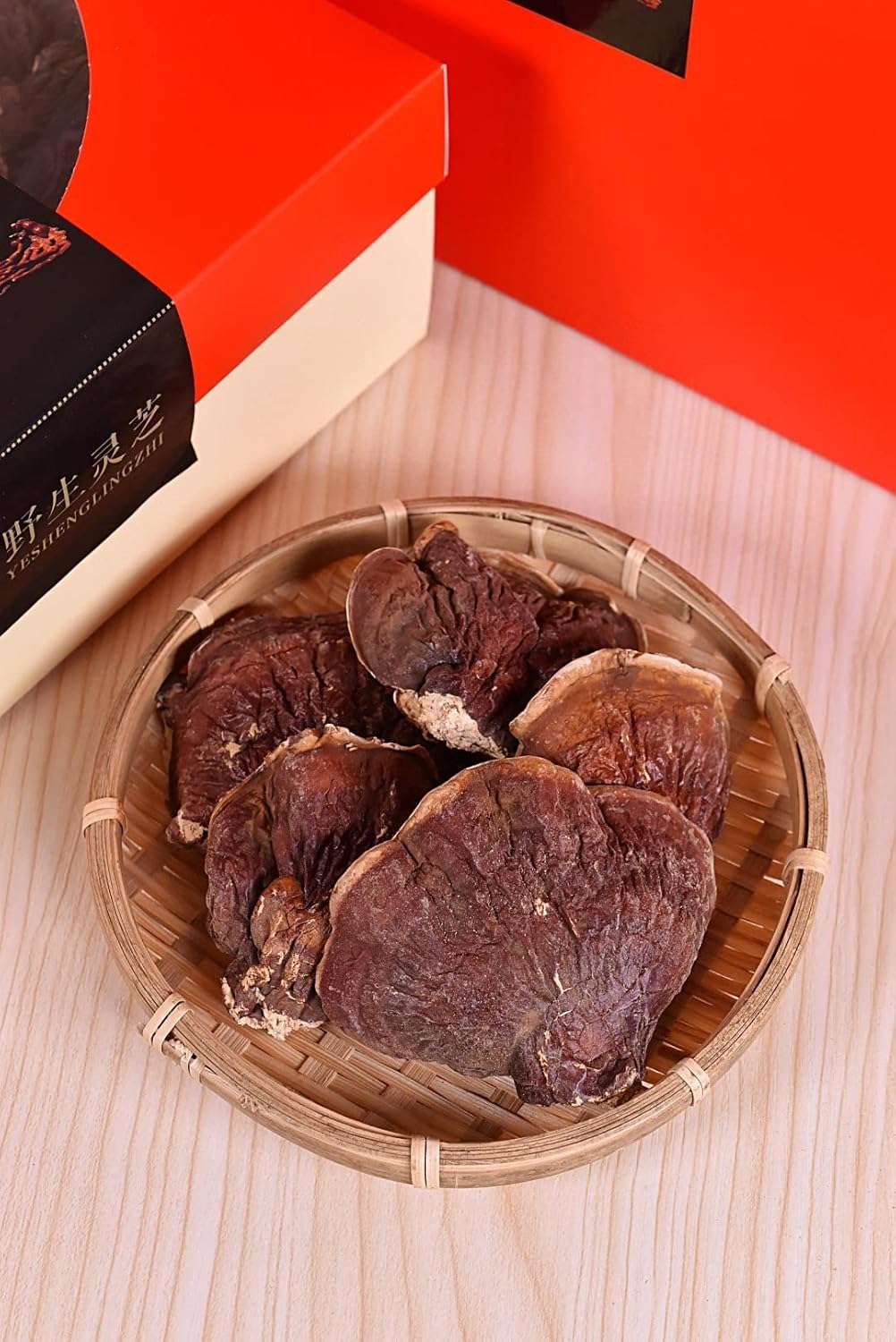 WILD Red Ganoderma lucidum con mango rama entera 8.82 oz. caja de regalo Changbai Mountain seca Ling Zhi