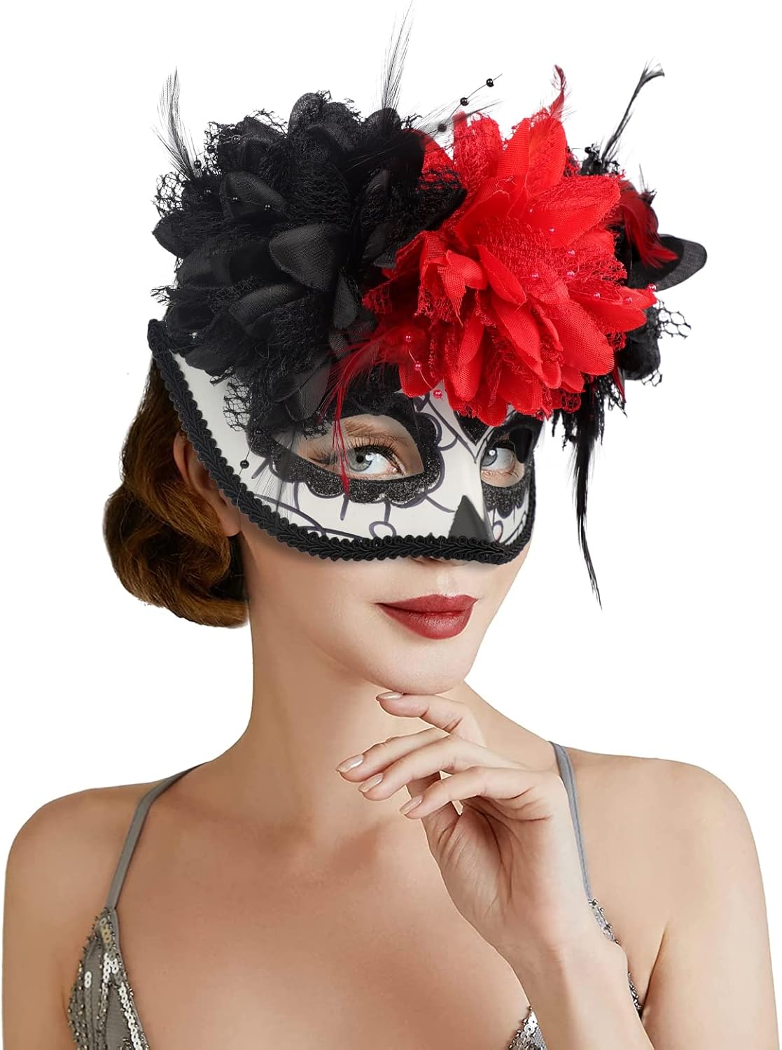 GREUS Máscara de Halloween para hombres y mujeres, pareja, máscara veneciana de media cara, disfraz de baile de carnaval, fiesta de discoteca