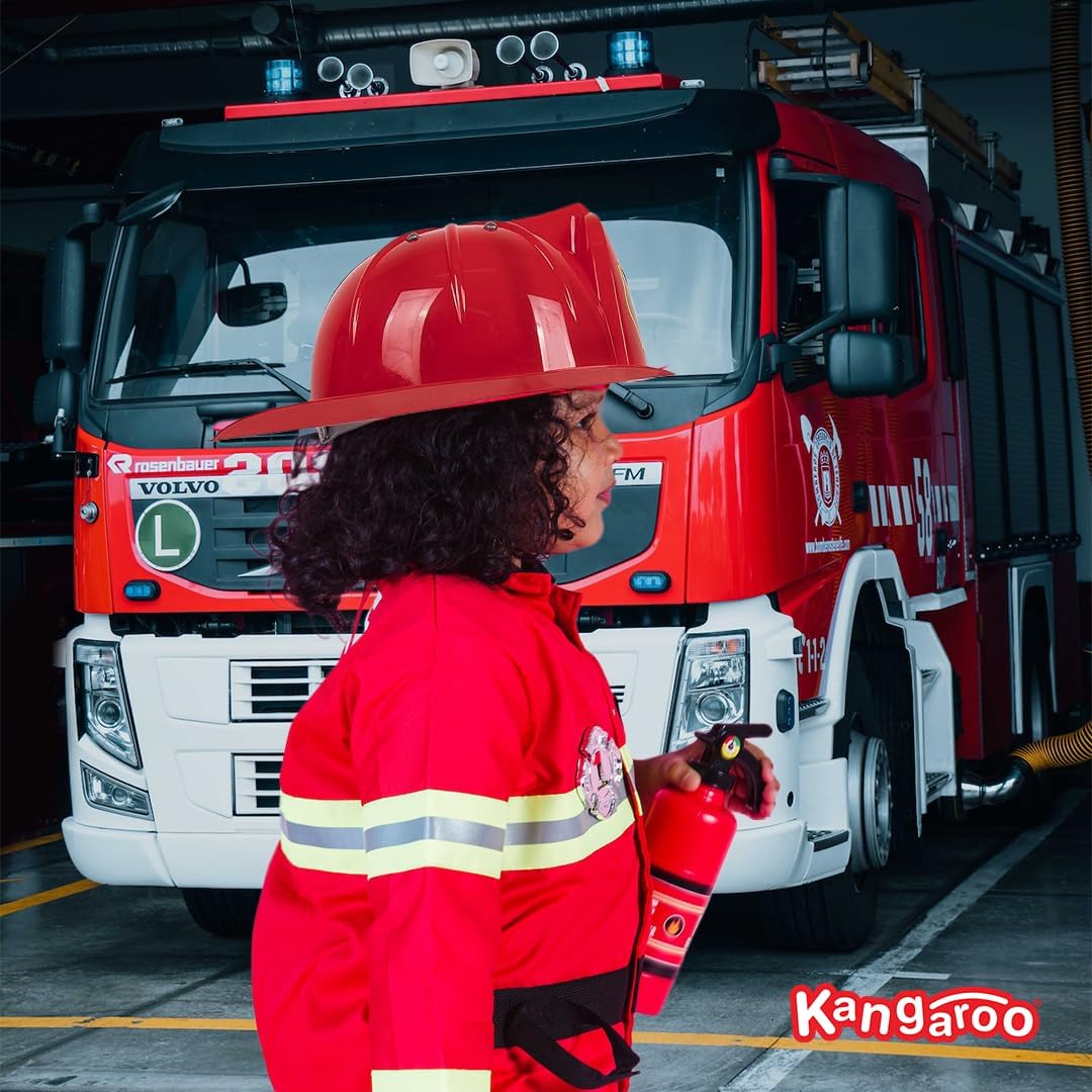 Kangaroo Sombrero de bombero, juguete de simulación, disfraz de bombero de plástico, sombrero rojo, accesorios para casco de fuego, perfecto para