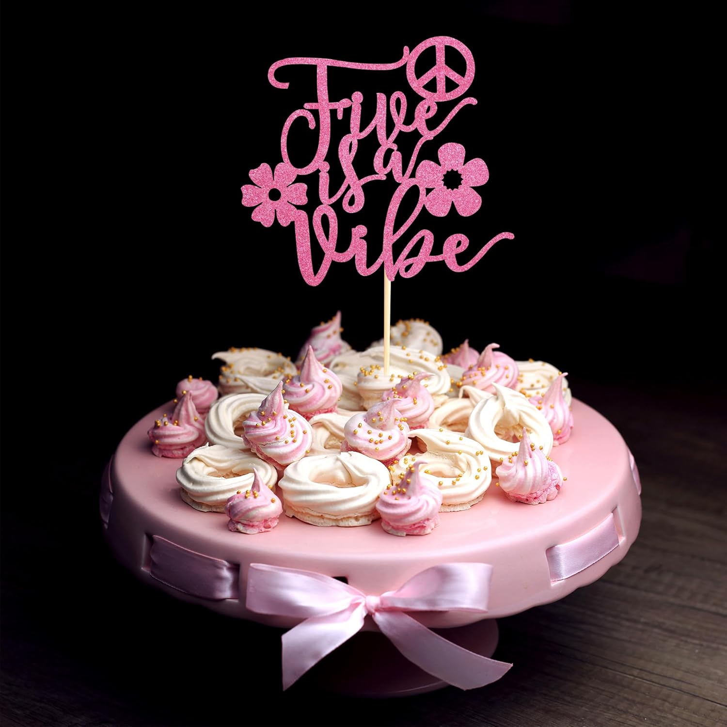 Five is a Vibe – Decoración para tartas, decoración de fiesta de 5 cumpleaños para niño y niña, decoración retro para tartas, suministros de