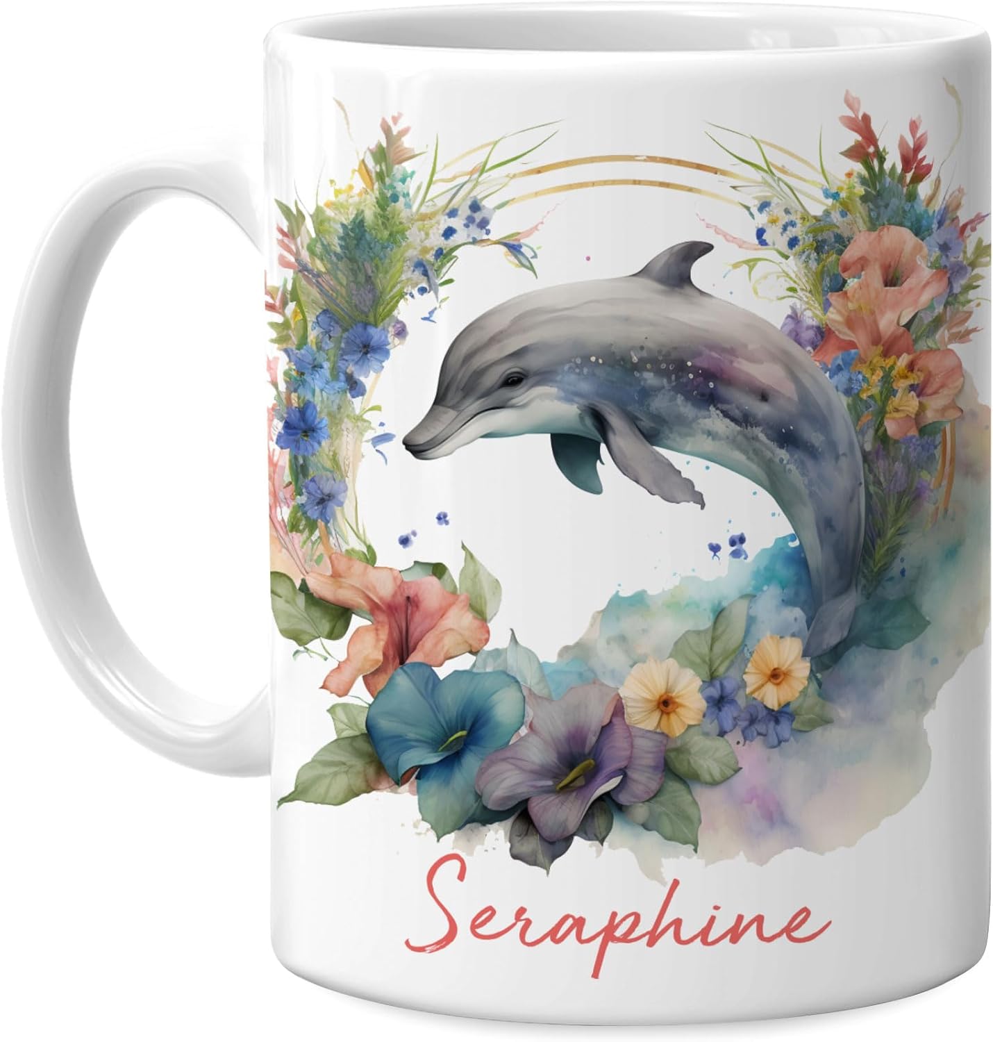 Hyturtle Taza personalizada de delfín, regalos para niñas, hombres y mujeres, regalos de cumpleaños para amantes de los delfines, regalos de