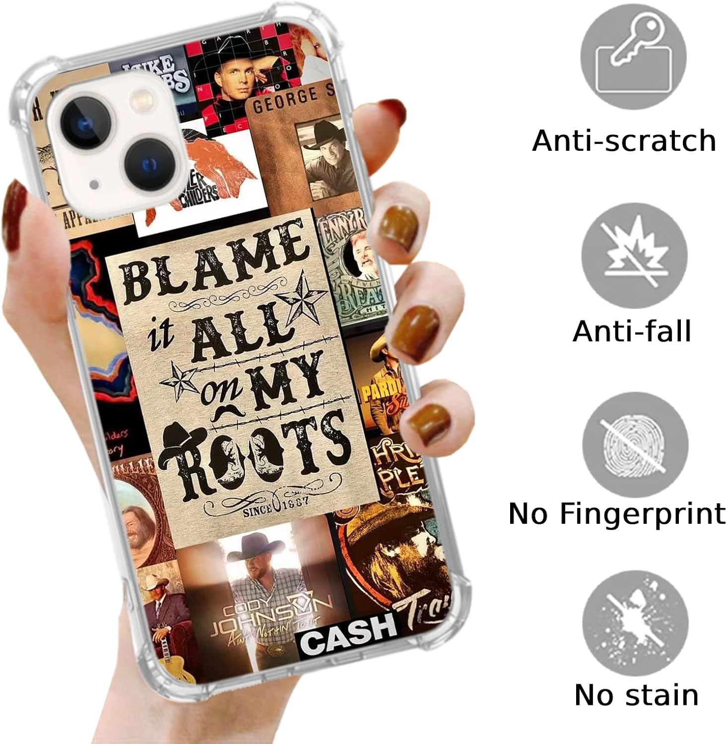 Funda estética vintage retro occidental compatible con iPhone 15, funda de vaquero de música country para iPhone 15 para adolescentes, hombres y
