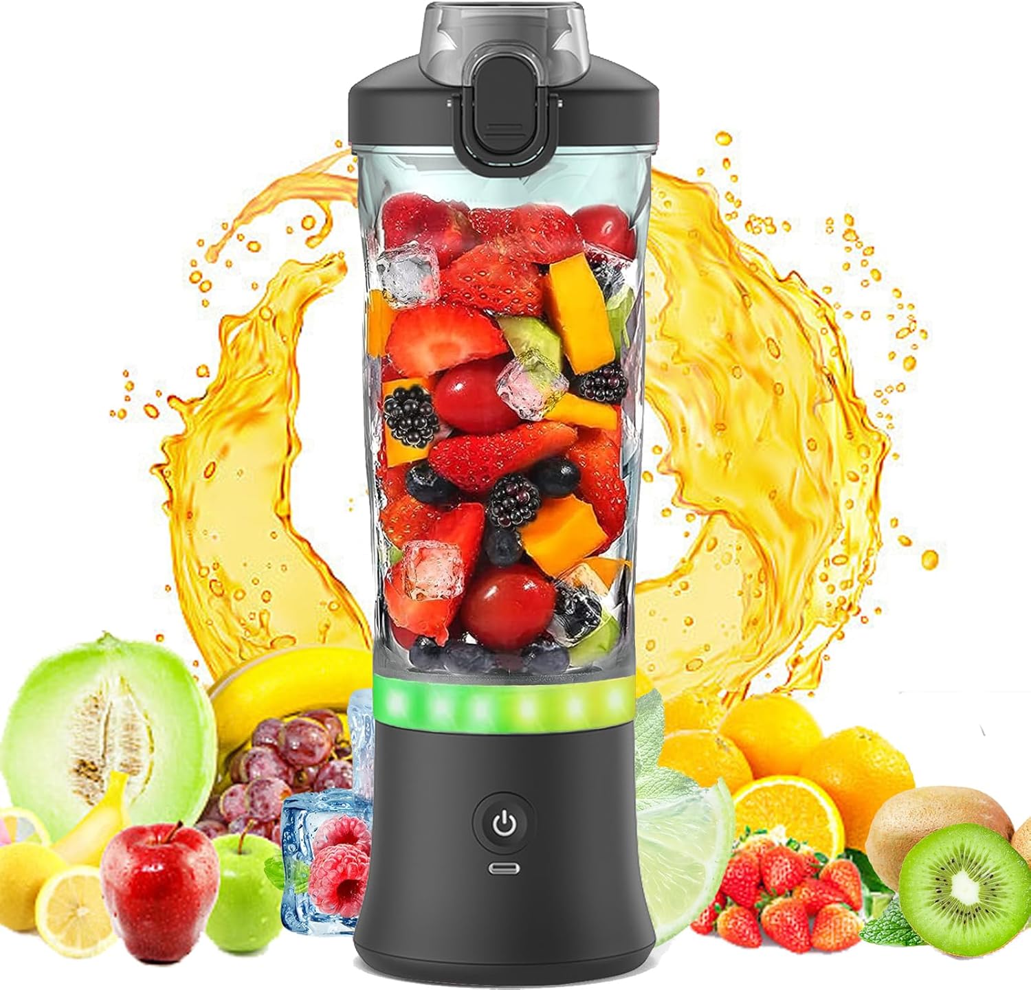 Licuadora portátil de 20 onzas de tamaño personal para batidos y batidos con 6 cuchillas, 150 W, mini licuadora impermeable, recargable por USB,