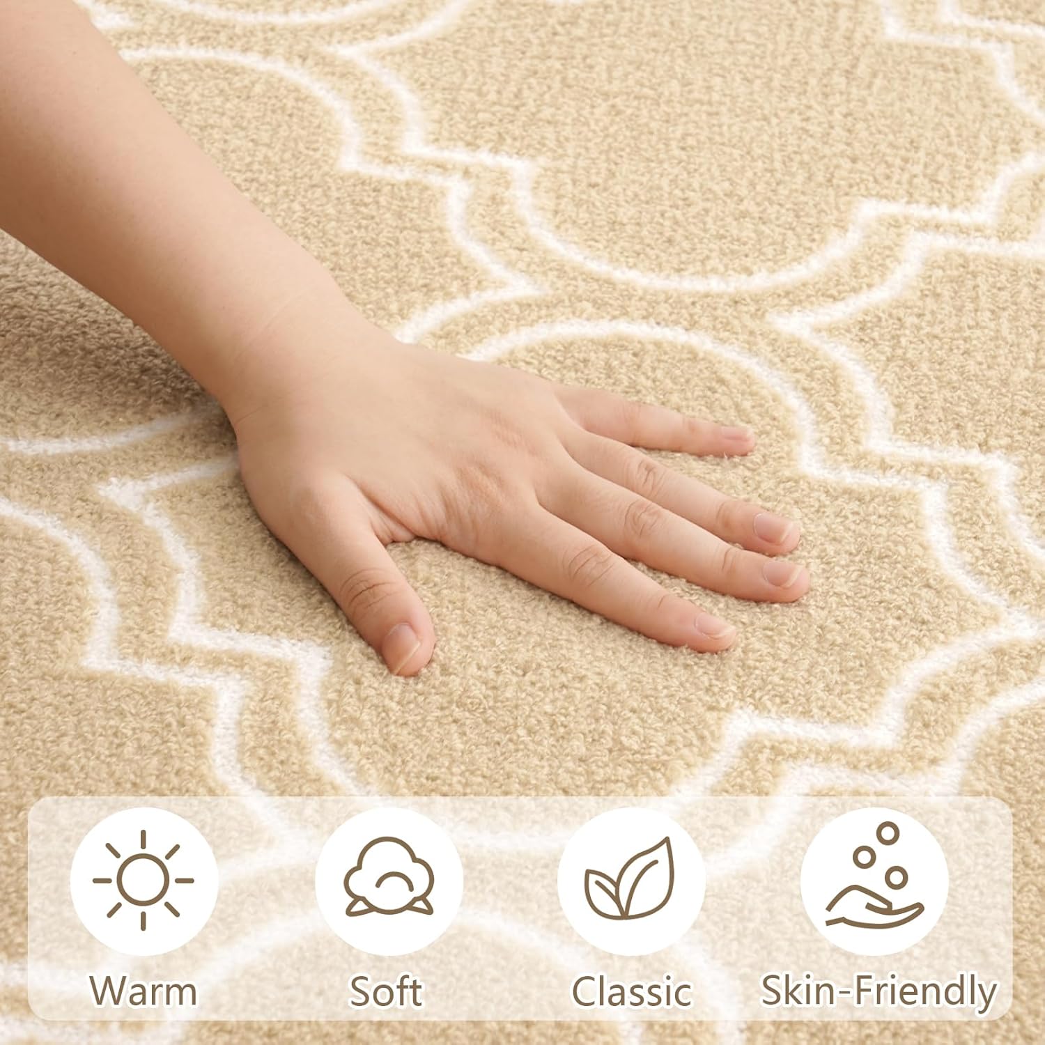 Amearea Alfombra mullida para interiores, alfombras marroquíes suaves con enrejado para dormitorio, alfombra moderna para sala de estar, habitación