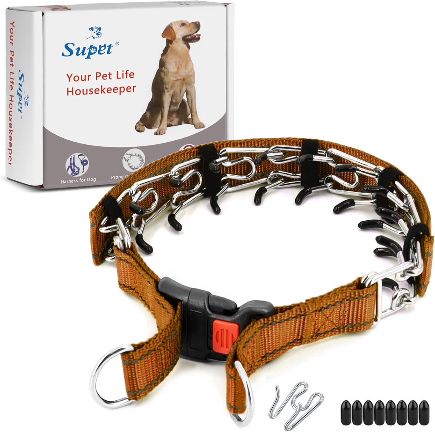 Supet Collar de punta para perro, collar de estrangulador ajustable para perro con hebilla de liberación rápidacubierta de nailon para perros