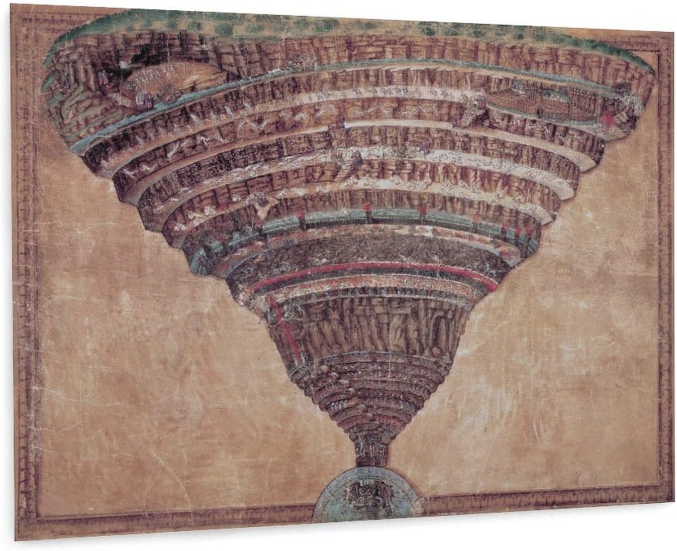 Sandro Botticelli – Lienzo decorativo para pared, diseño de comedia divina en Dante, diseño de fresco, para decoración de pared, decoración de