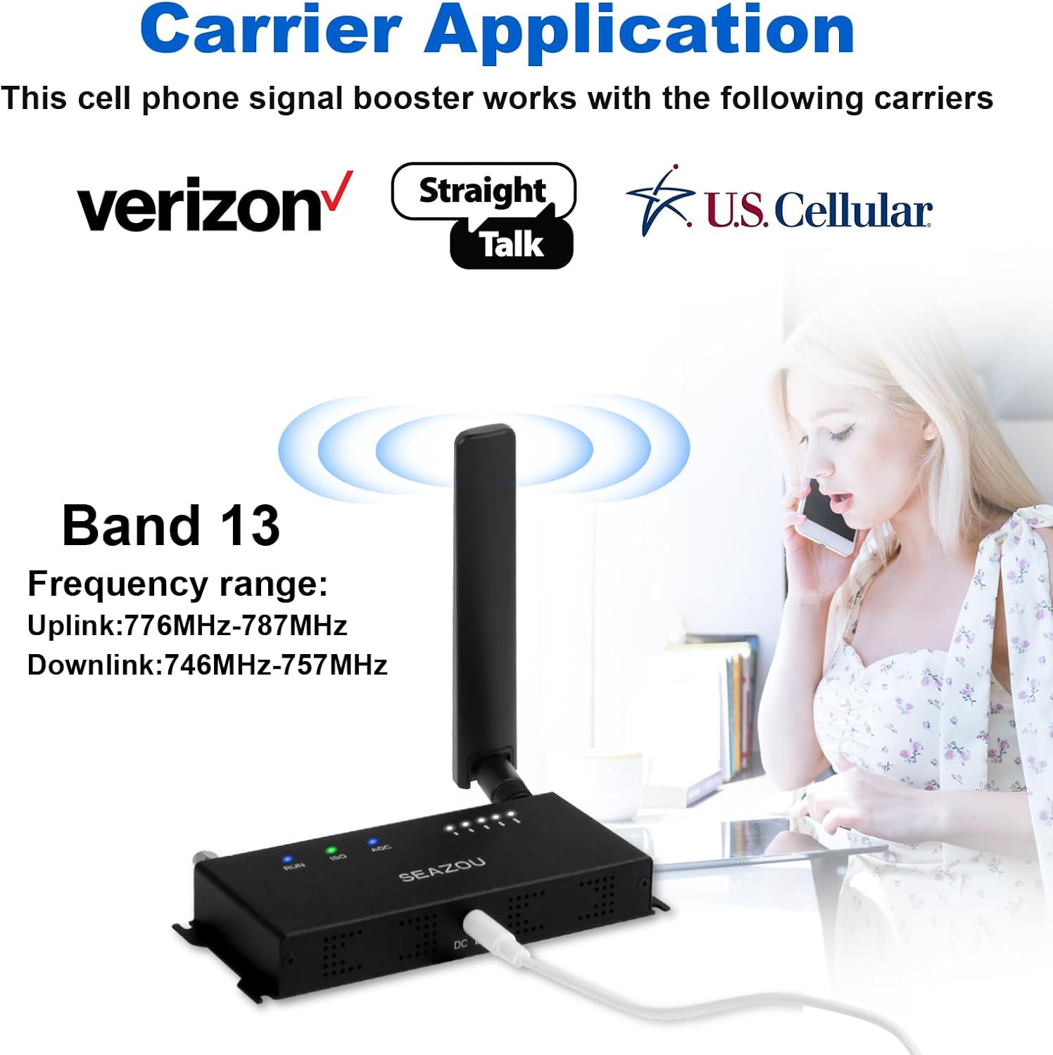 Amplificador de señal de teléfono celular Verizon para hogar y área remota Verizon Cell Booster Boost 4G 5G LTE Señal en 700MHz Band13 cubre un área