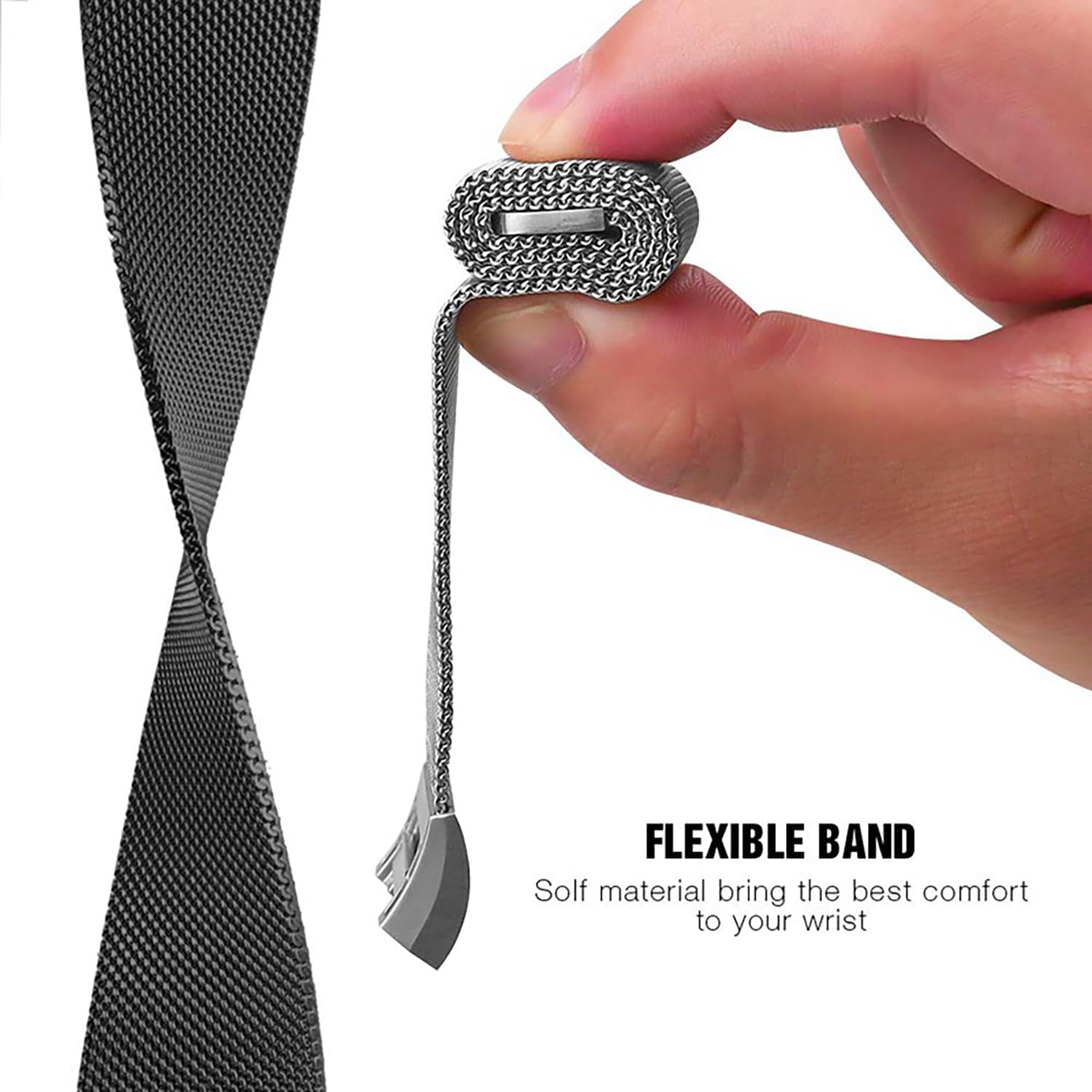 Cone Correa de metal compatible con Fitbit Charge 2, correa de repuesto ajustable de malla de acero inoxidable para Fitbit Charge 2 Fitness Tracker