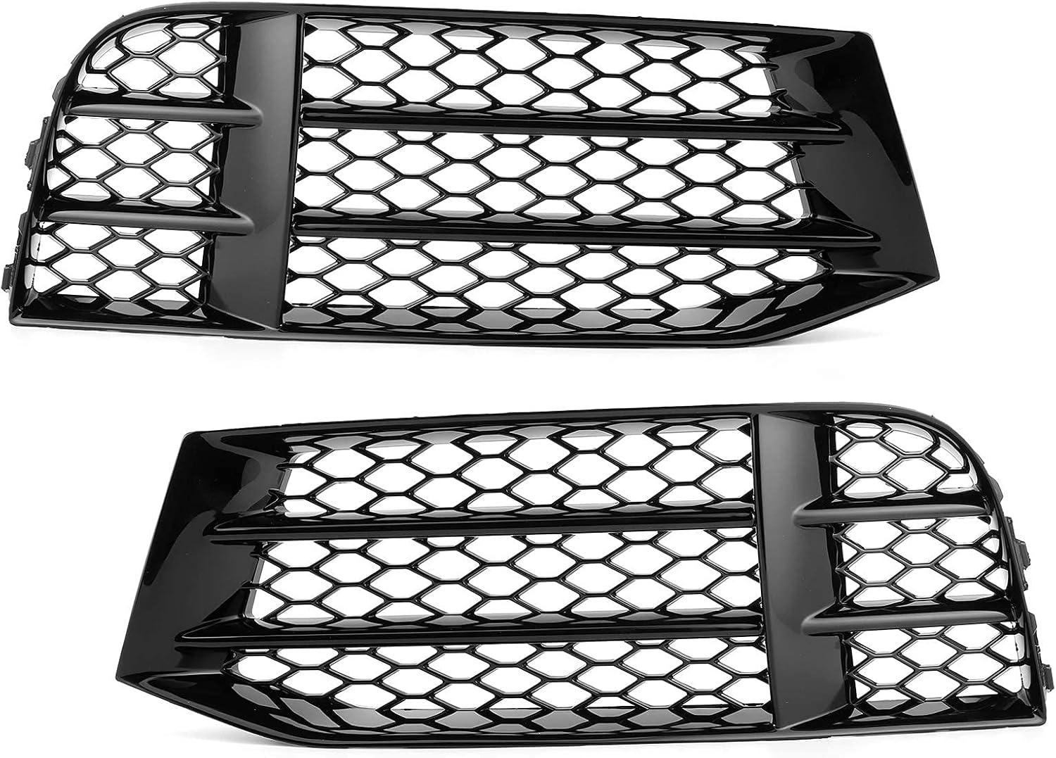 Qiilu Parachoques para parrilla de luz antiniebla, par de rejilla de luz antiniebla de malla negra brillante para RS5 B8.5 20132016