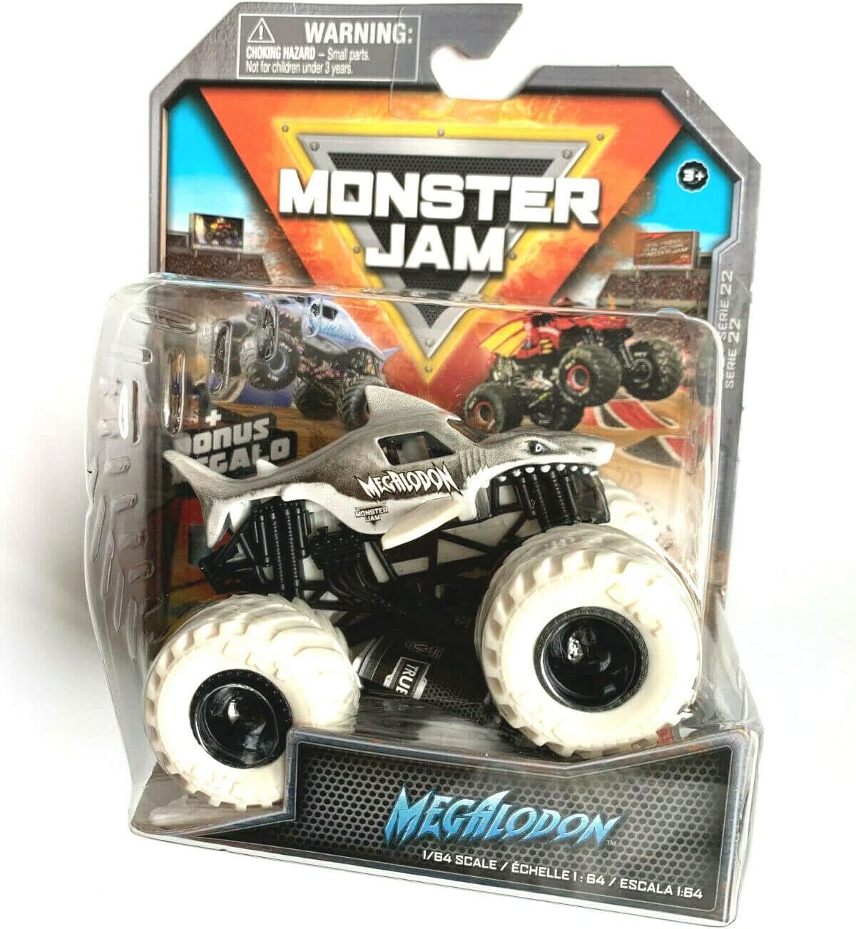 Monster Jam Megalodon (negro y blanco), escala 164 Serie 22