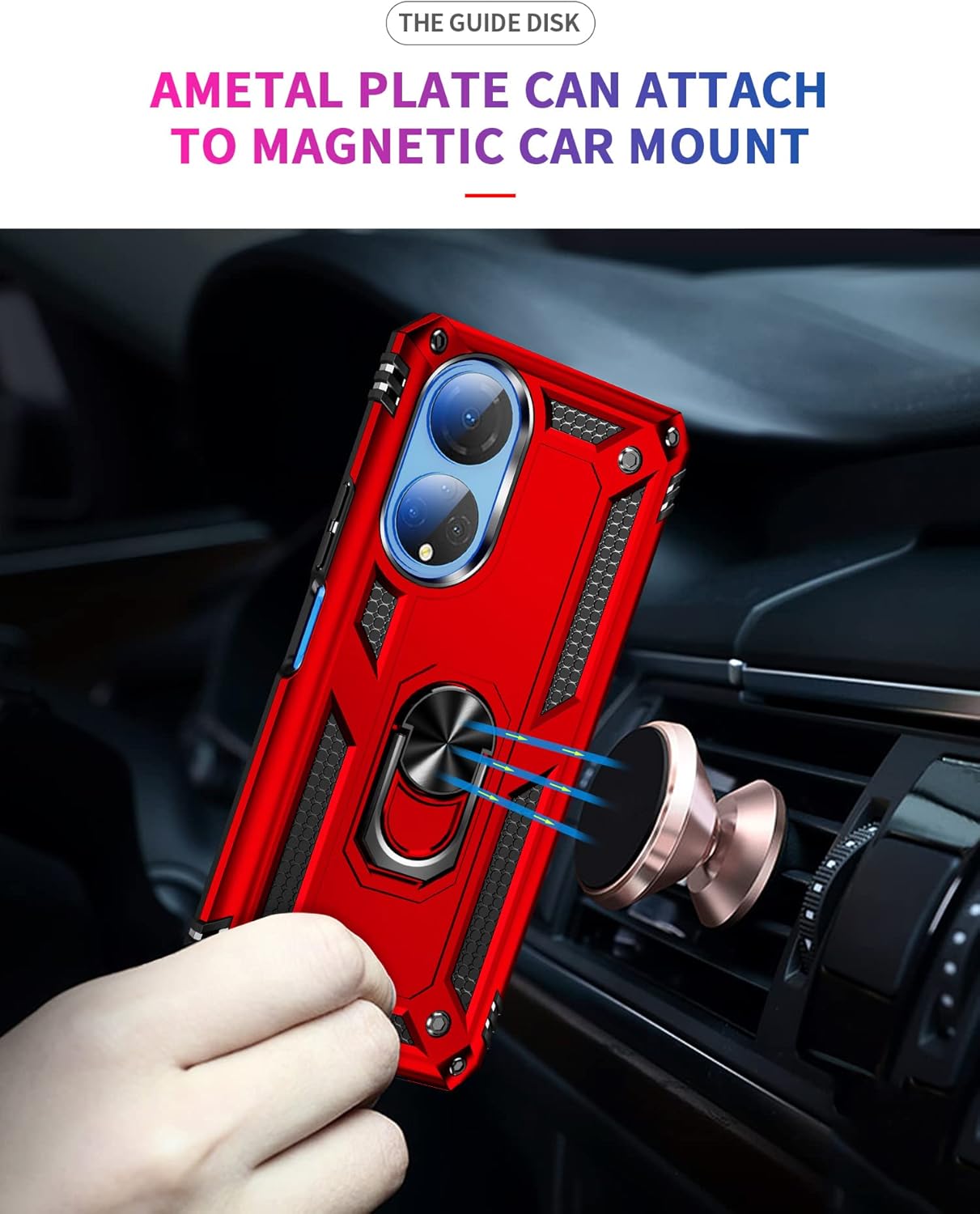 Funda para Honor X7 con dos protectores de pantalla, Honor X7, grado militar, a prueba de golpes, funda híbrida antiarañazos para Honor X7 (rojo)