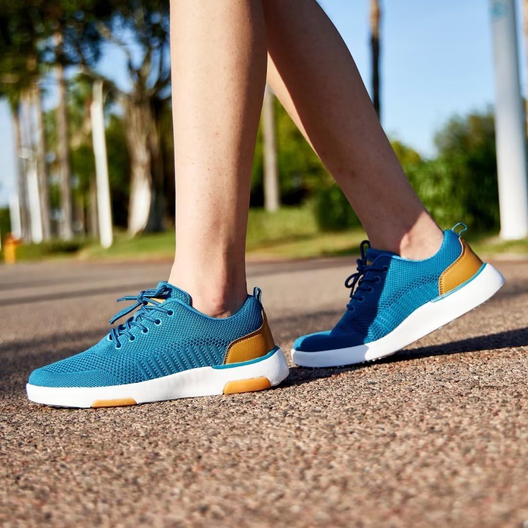 OrthoComfoot Zapatos deportivos ortopédicos ultraligeros para mujer, con soporte de arco con cordones para alivio de la fascitis plantar, tenis