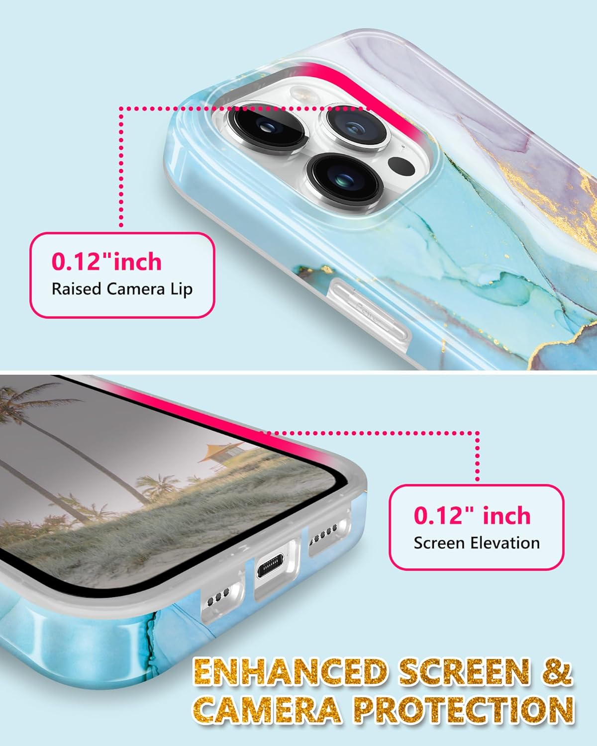 JIAXIUFEN Funda compatible con iPhone 15 Pro Max, diseño de mármol con purpurina dorada, a prueba de golpes, funda protectora de silicona TPU suave