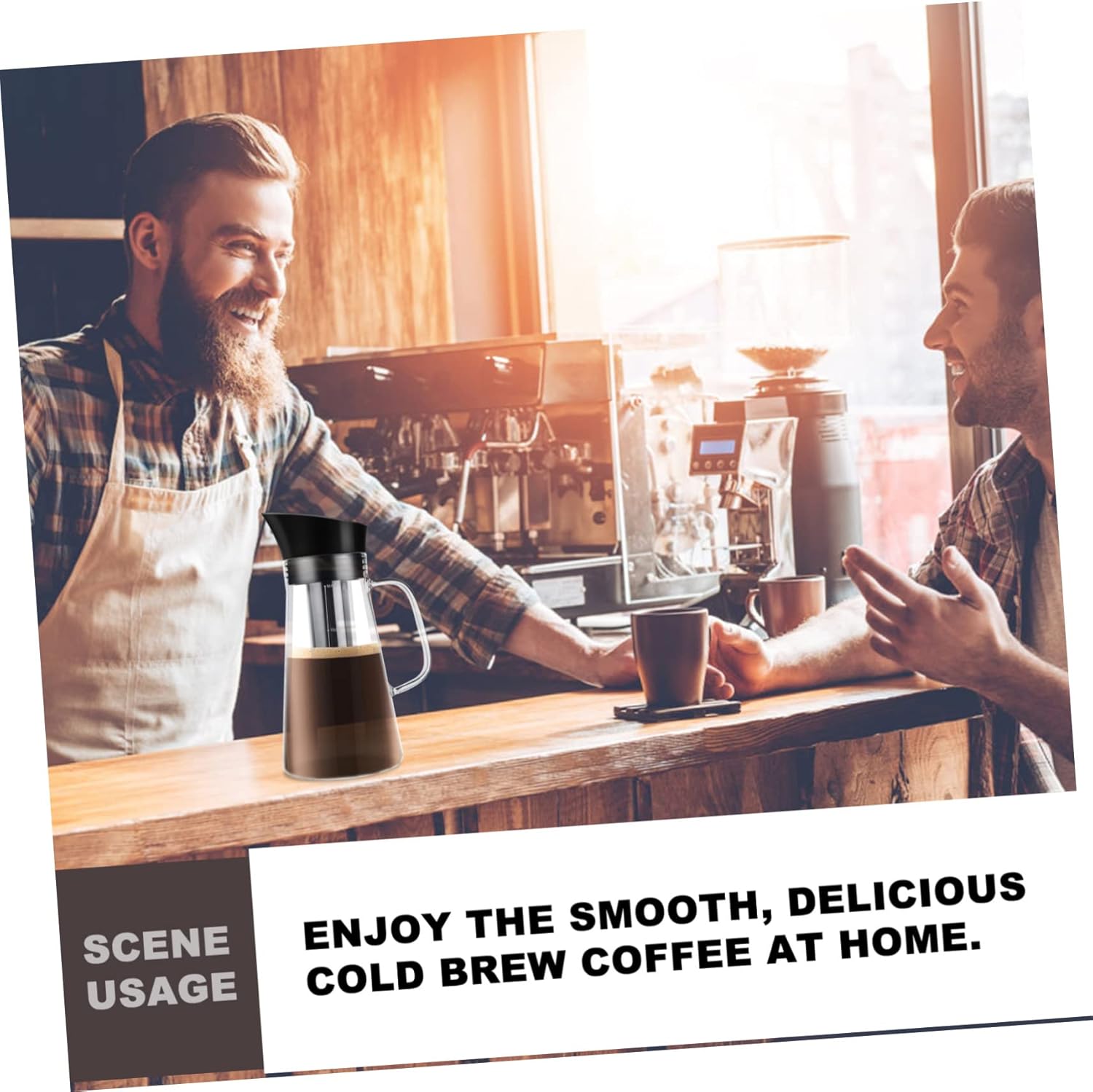 KICHOUSE Jarra de filtro de hojas sueltas, cafetera de café en frío, cafetera de café expreso, infusor de té helado, vidrio para verter la tetera de