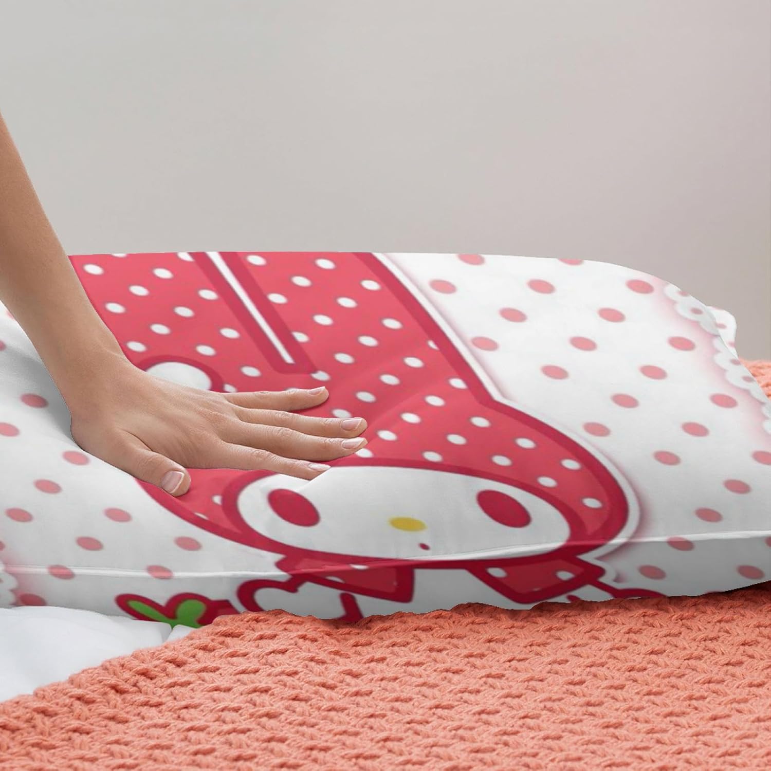 Juego de ropa de cama de anime, diseño de caricaturas, diseño de melodía de mi conejo, juego de funda de edredón suave, decoración de cama, regalos