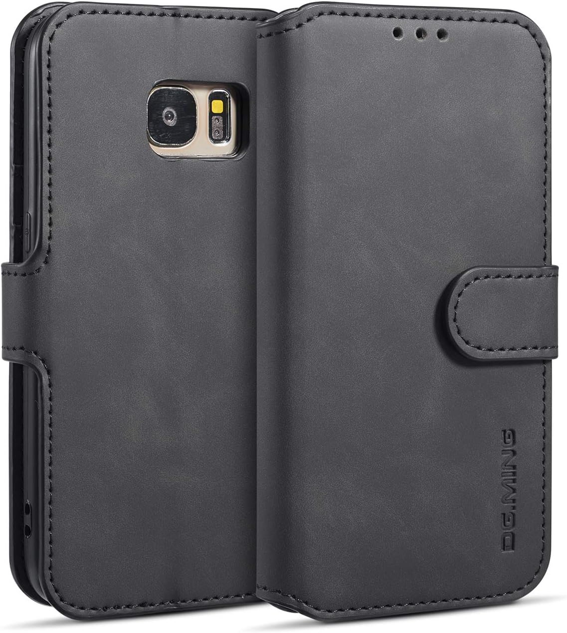UEEBAI Funda de cuero PU para Samsung Galaxy S7, Vintage Retro Premium Wallet Flip Cover TPU Inner Shell Ranuras para tarjetas Cierre magnético