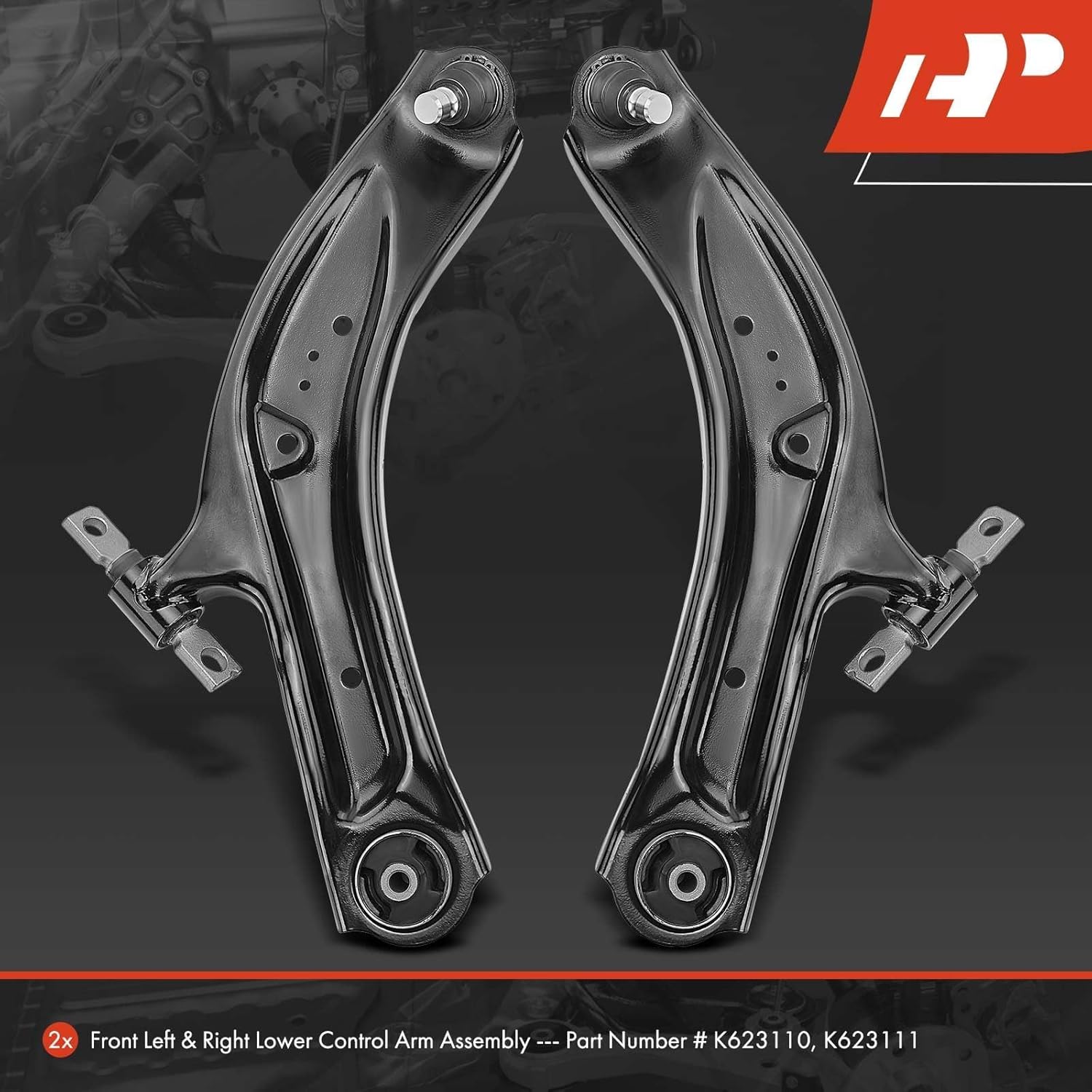 A-Premium 2 brazos de control inferiores delanteros, con rótula y buje, compatibles con Nissan Rogue 2014-2019, Rogue Sport 2017-2019, Qashqai
