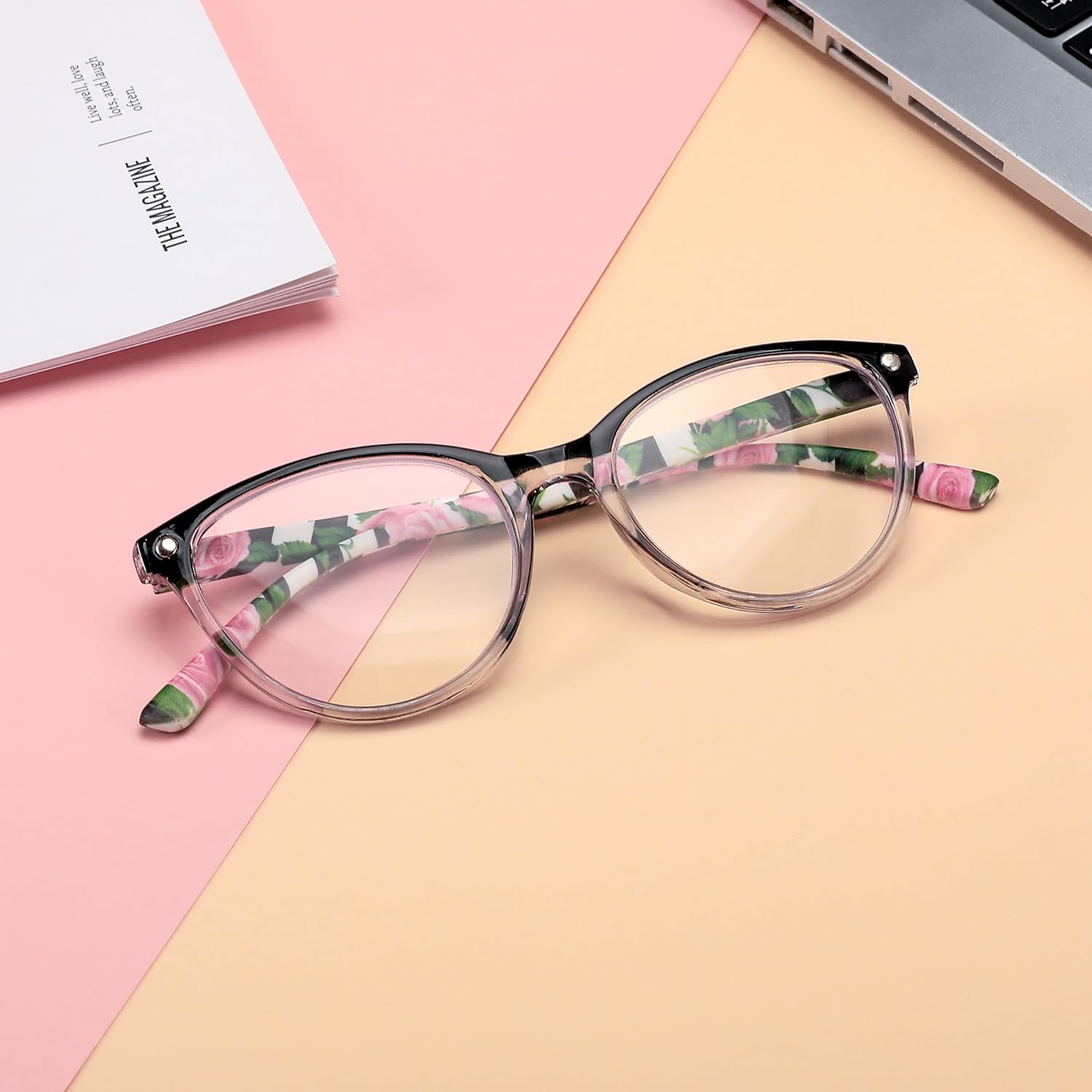 FEISEDY Gafas de lectura ojo de gato bloqueo de luz azul lectores anti fatiga ocular con bisagra de resorte B0043
