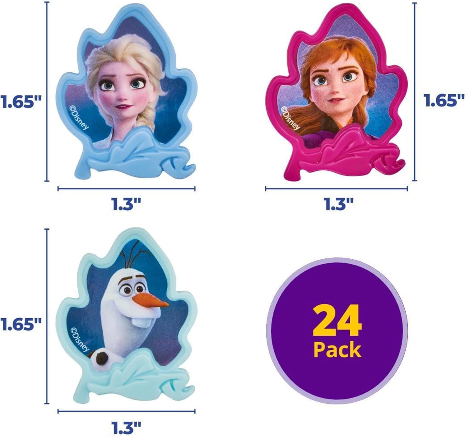DecoPac Anillos Frozen II, decoraciones de cupcakes con Elsa, Anna y Olaf para celebraciones de cumpleaños y Navidad, paquete de 24
