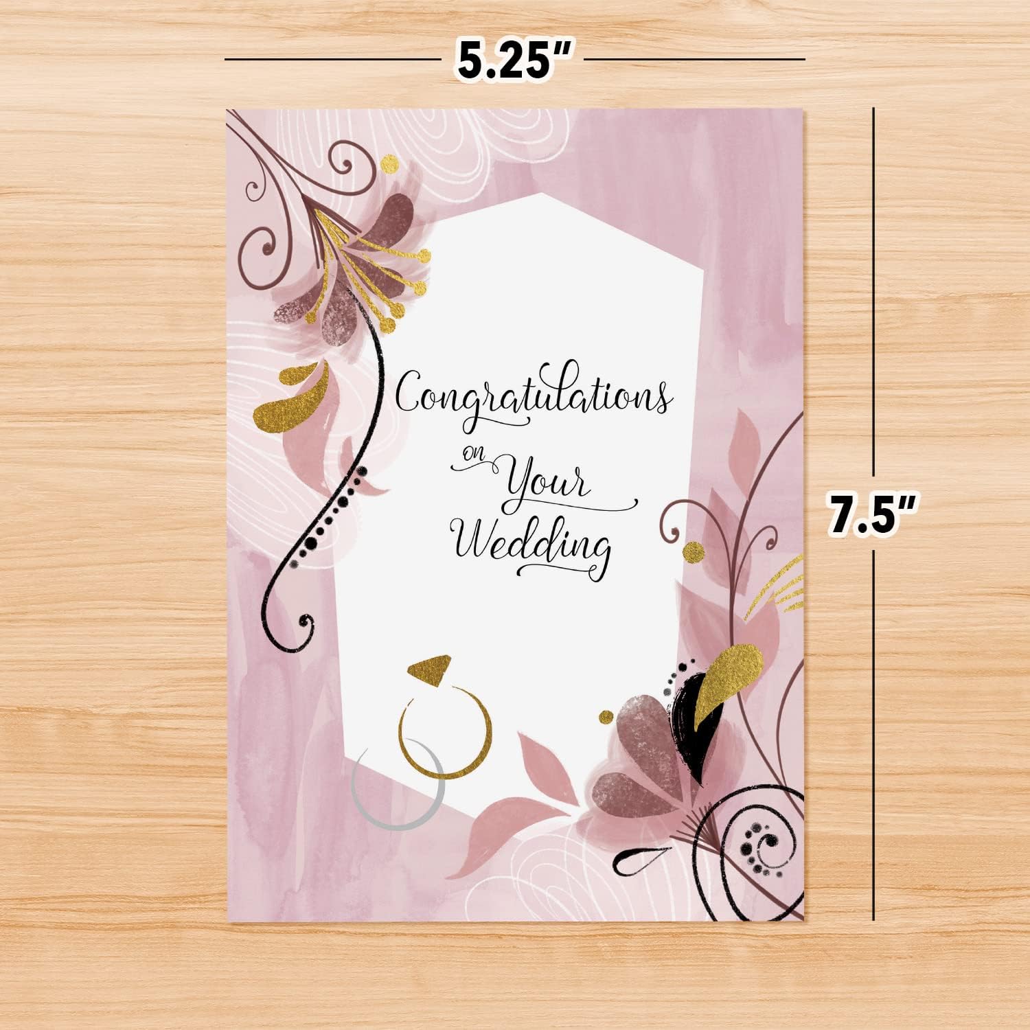 Designer Pop!, Tarjeta de felicitación de boda  Follaje dorado y anillos 3D “Love You” (1 tarjeta con sobre)