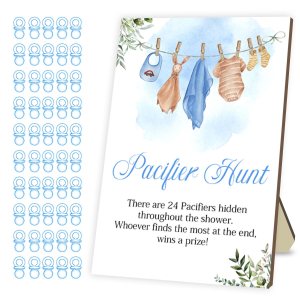 Juegos de baby shower, juego de caza de chupetes, juegos para baby shower o revelación de género, letrero de caza de chupete de madera, 50 chupetes Juegos de baby shower, juego de caza de chupetes, juegos para baby shower o revelación de género, letrero de caza de chupete de madera, 50 chupetes