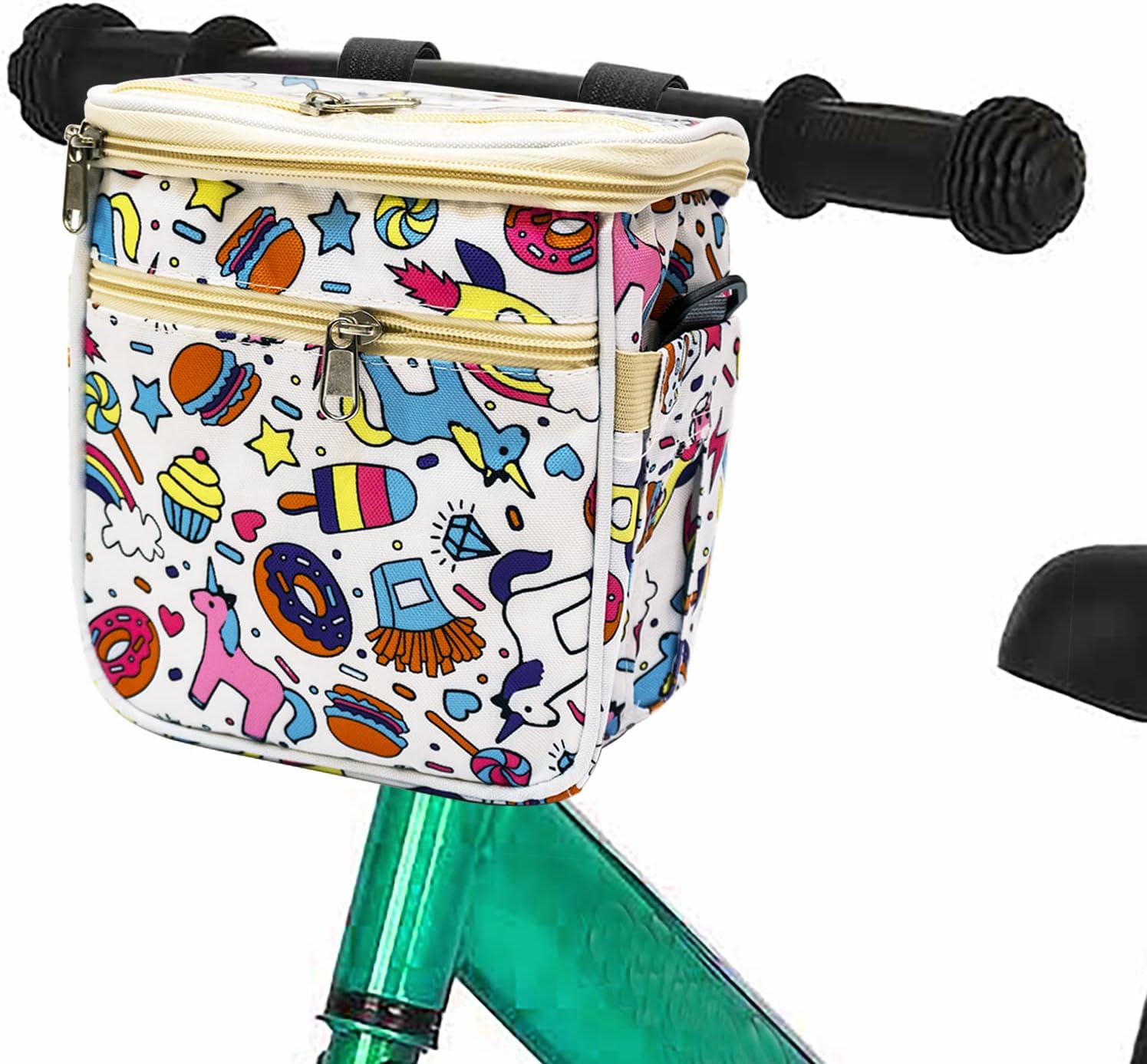 Cesta de bicicleta para niños, organizador de bolsa para manillar de bicicleta, accesorio de decoración de bicicleta delantera para niñas y niños,