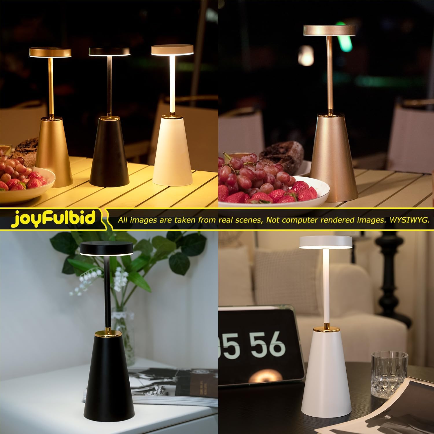 Lámpara de mesa inalámbrica para oficina en casa, lámpara de escritorio LED táctil, funciona con pilas, lámparas de noche recargables regulables
