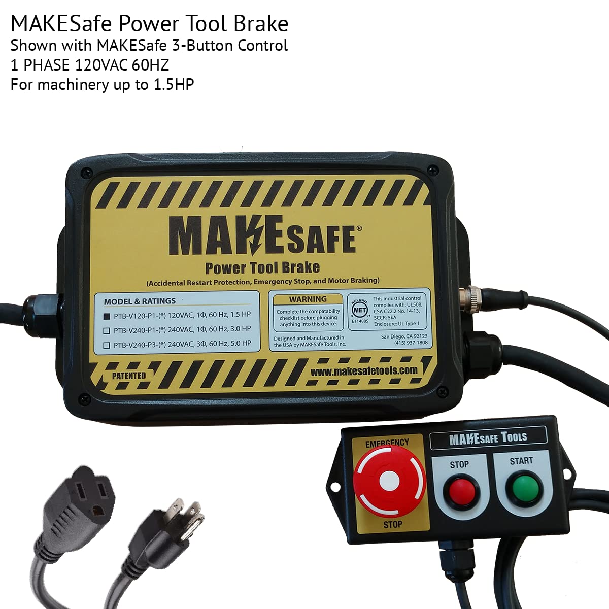 MAKESafe Freno de herramienta eléctrica (parada de emergencia, anti-reinicio y frenado del motor)