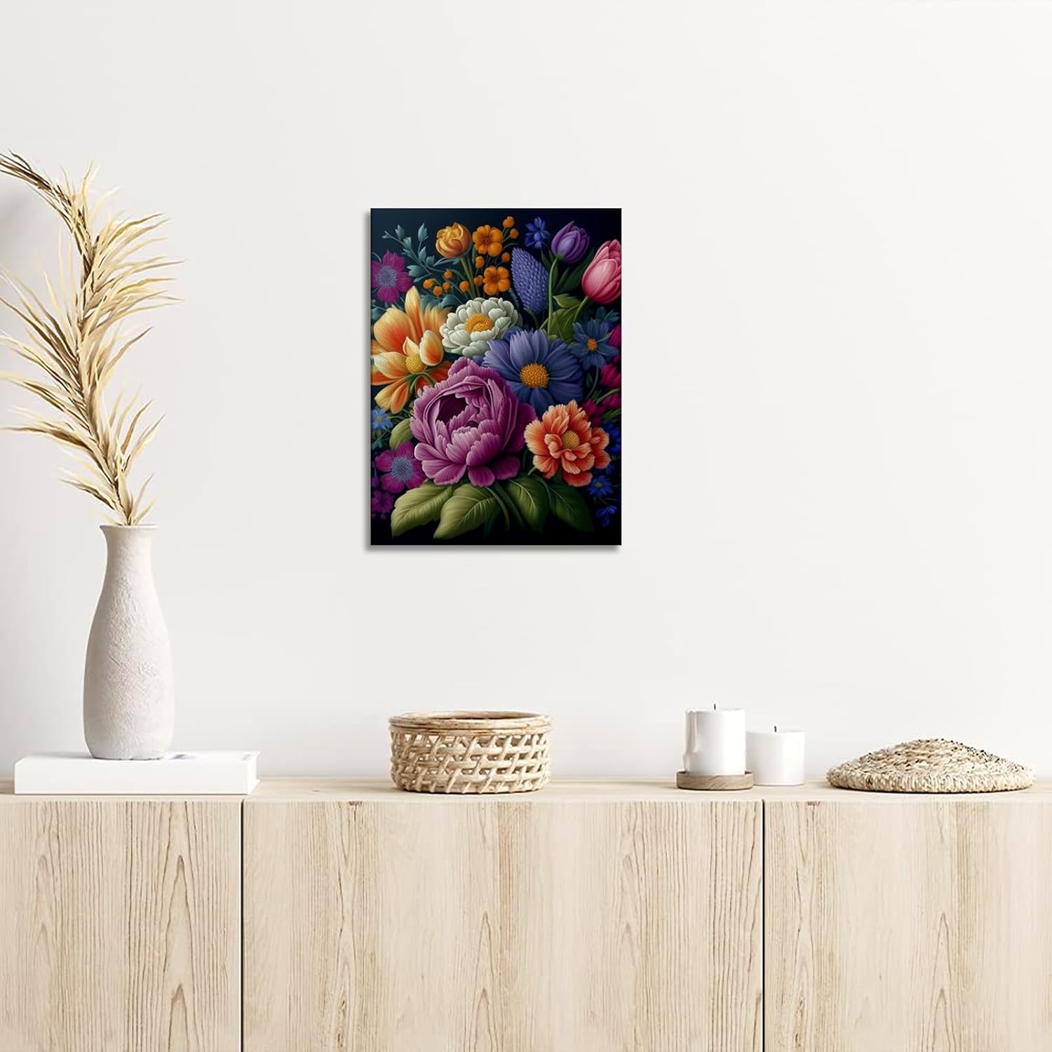 Lienzo floral para pared, muchas flores exóticas, impresión en lienzo, hermosas plantas, pintura para sala de estar moderna, dormitorio, casa de