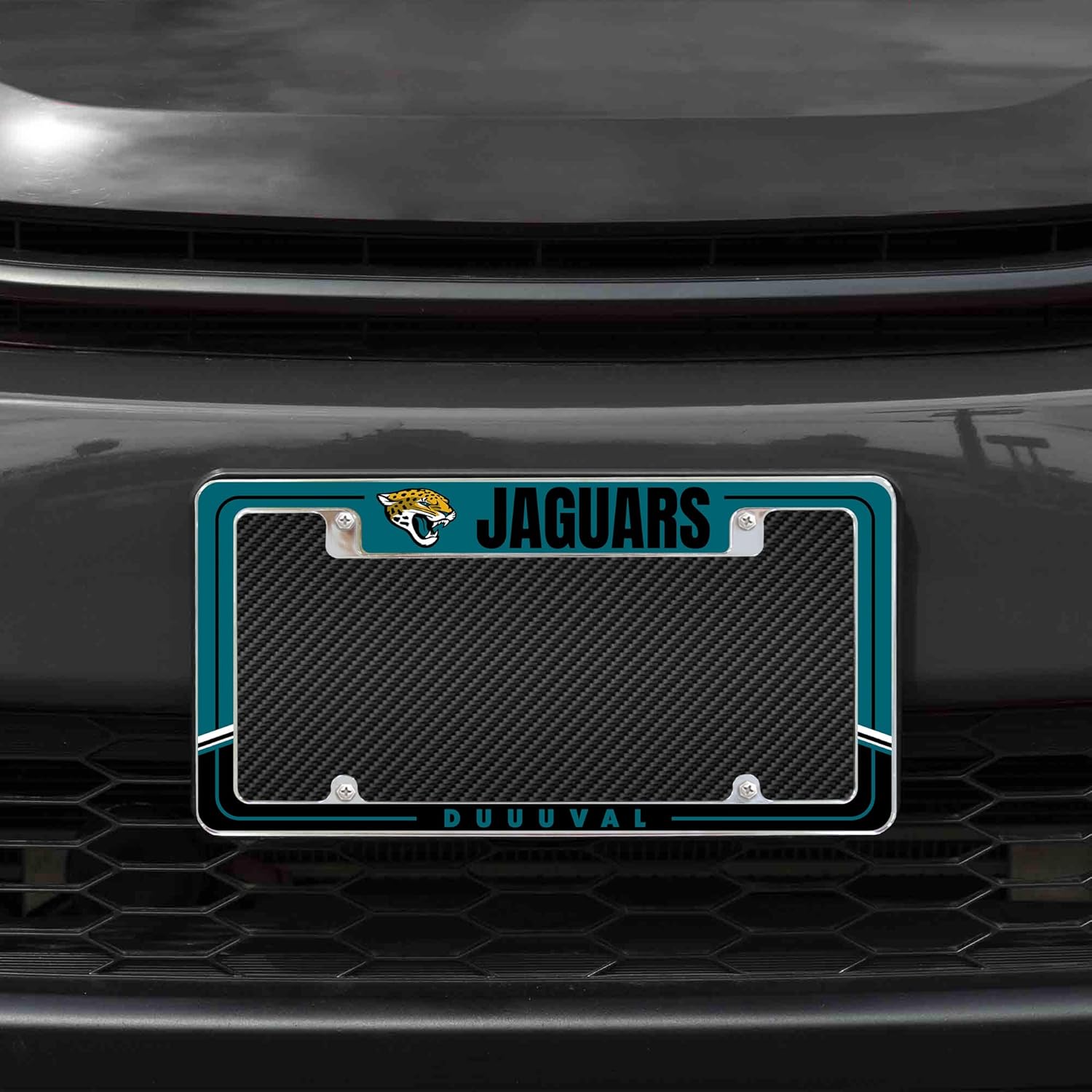 Rico Industries Marco de matrícula de fútbol de NFL de dos tonos, 12 x 6 pulgadas, cromado, para automóvil, camión, SUV