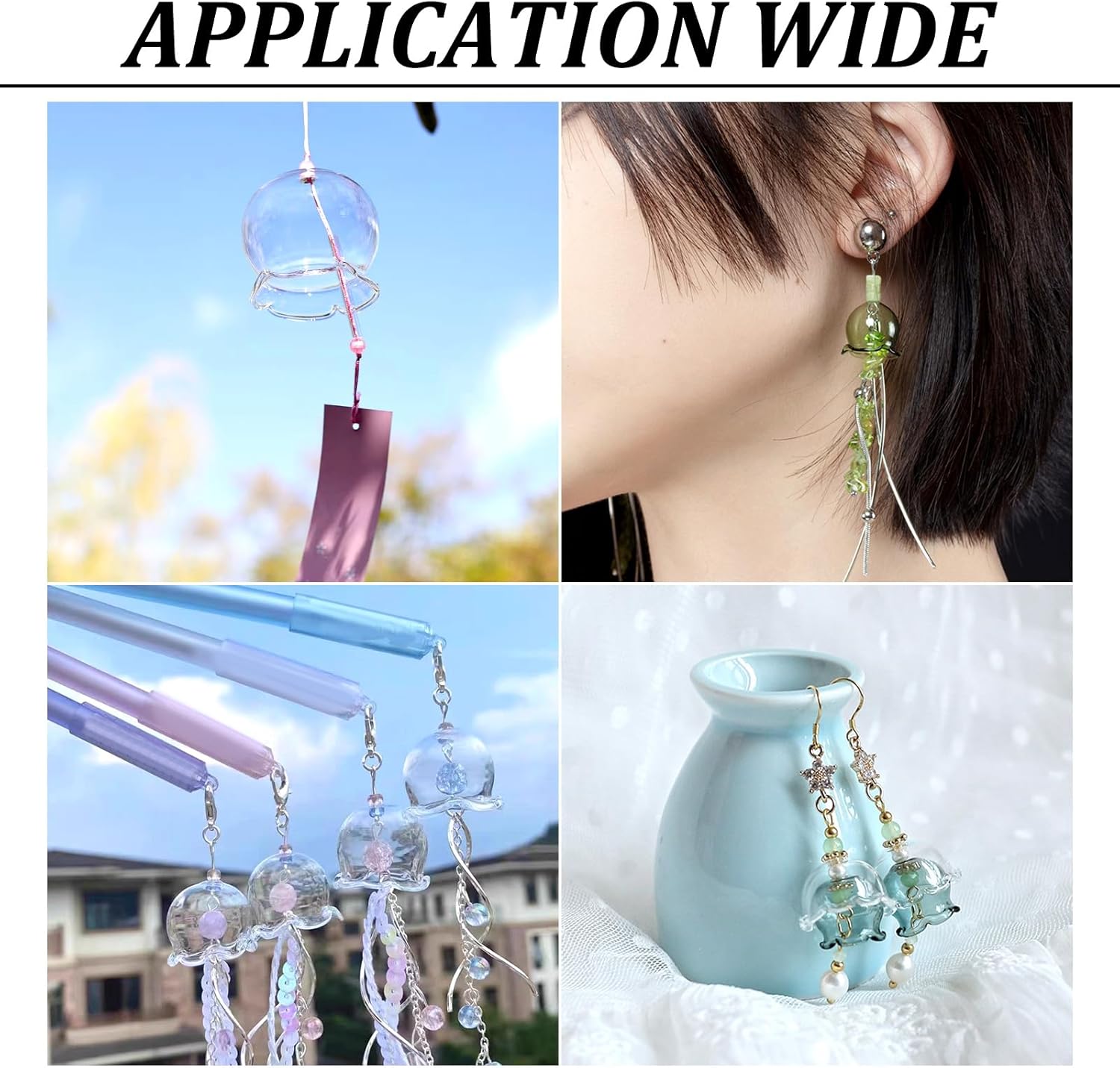 FASHEWELRY 10 cuentas de flores de vidrio hechas a mano, cuentas florales de cristal, cuentas espaciadoras de flores de trompeta transparentes,