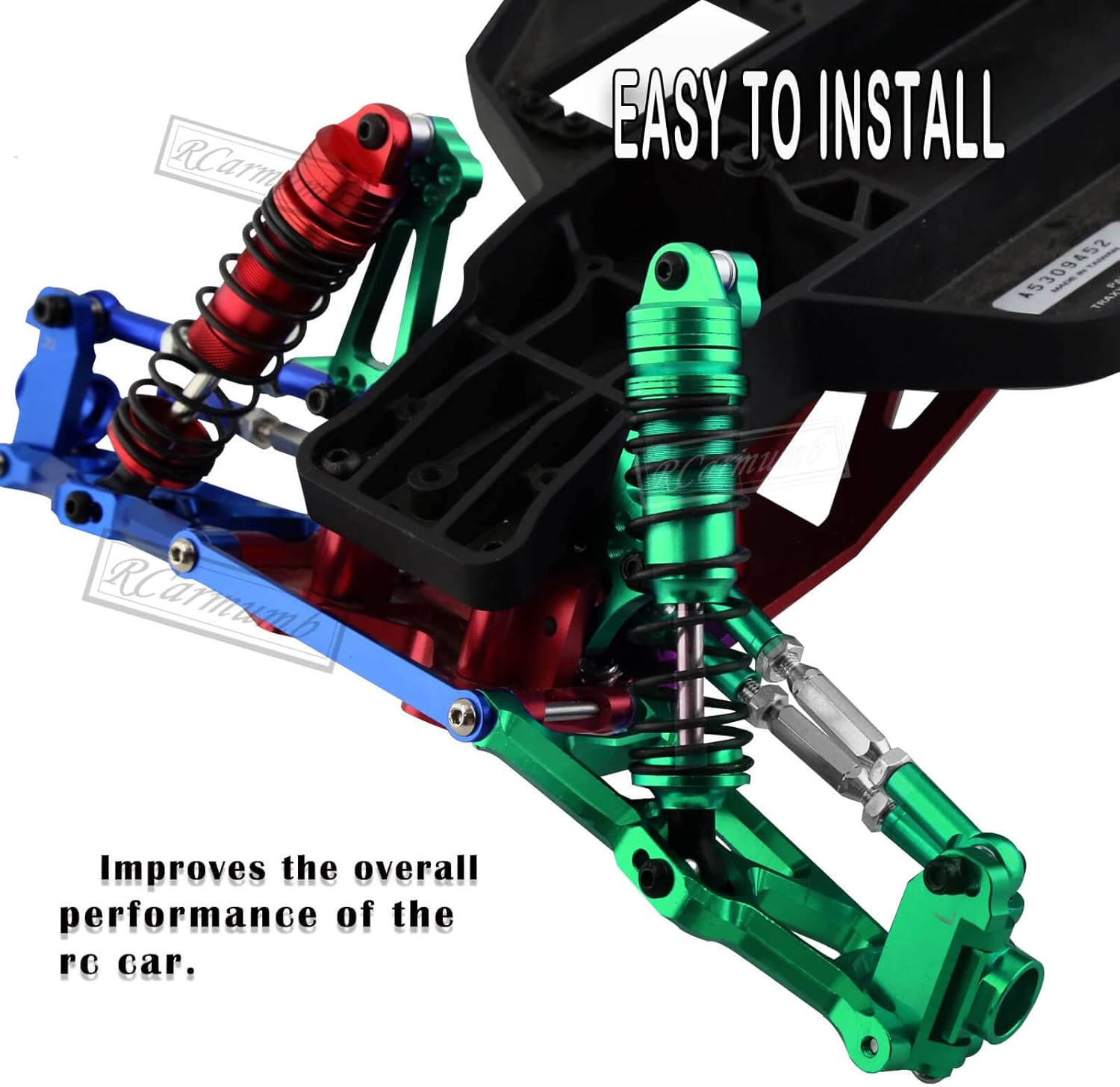 RC Upgrades Pieza para 110 Rustler VXLRustler VXL 2wd, Stampede VXLStampede VXL 2wd, amortiguador de choques RC delantero trasero de aleación,
