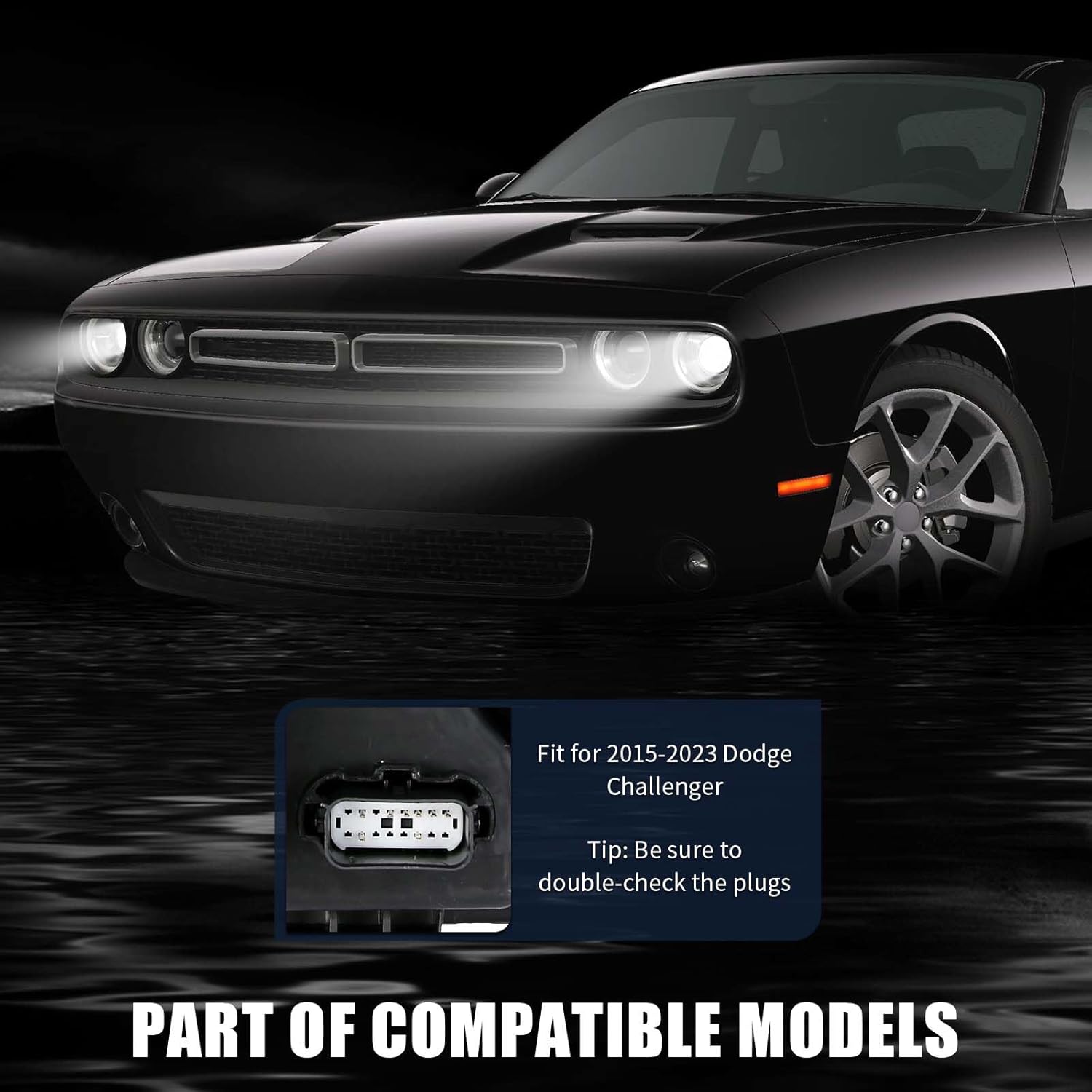 Partzer Kit de montaje de faros delanteros HIDxenón para Dodge Challenger 2015-2023 con LED DRL lado izquierdo del conductor LH  68174067AF